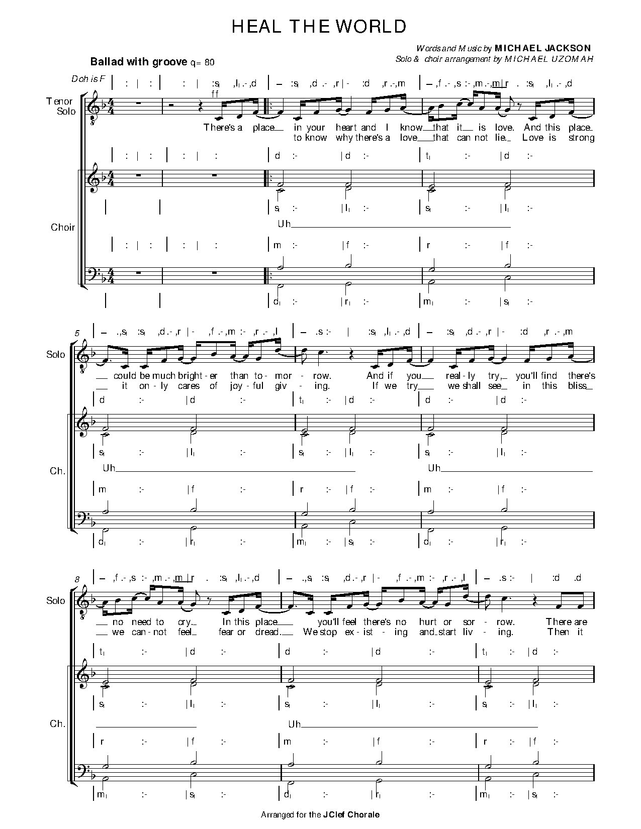 Heal The World Sib 4 - Download Choir Script PDF