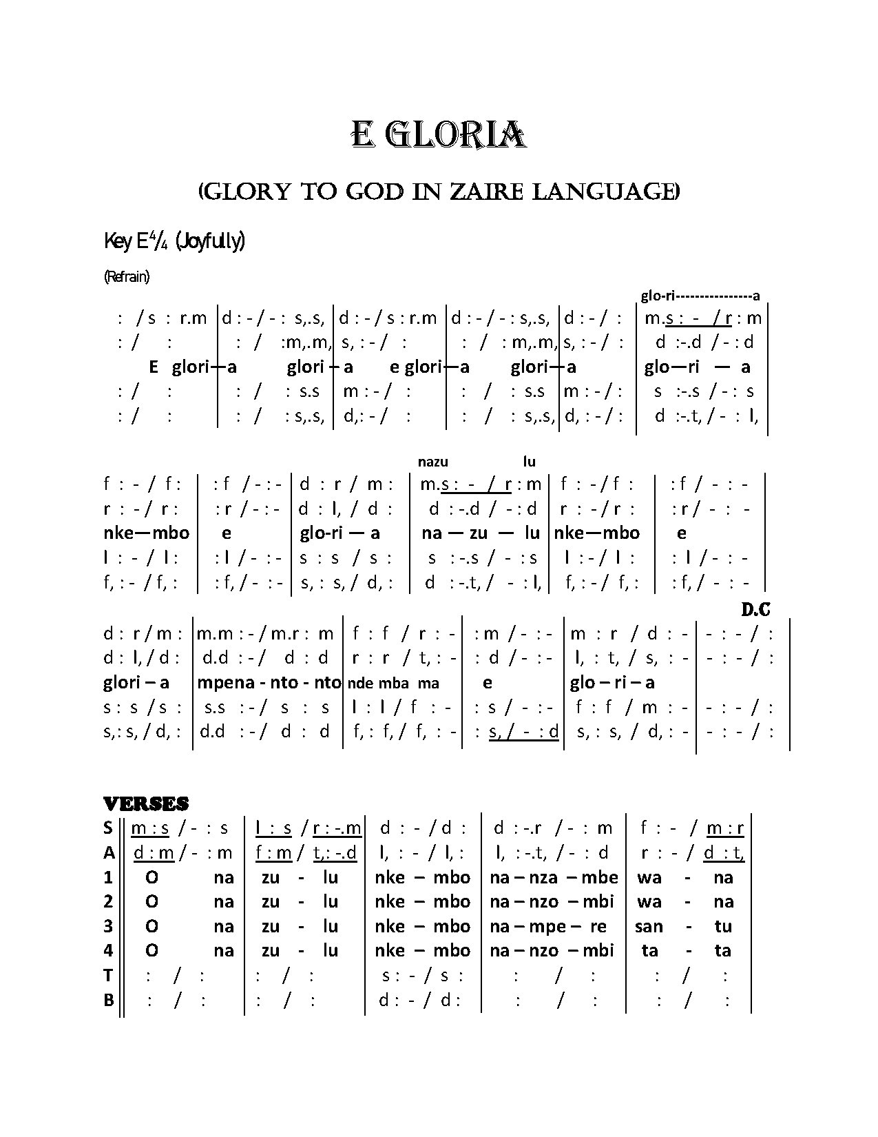 E Gloria 2 - Download Choir Script PDF