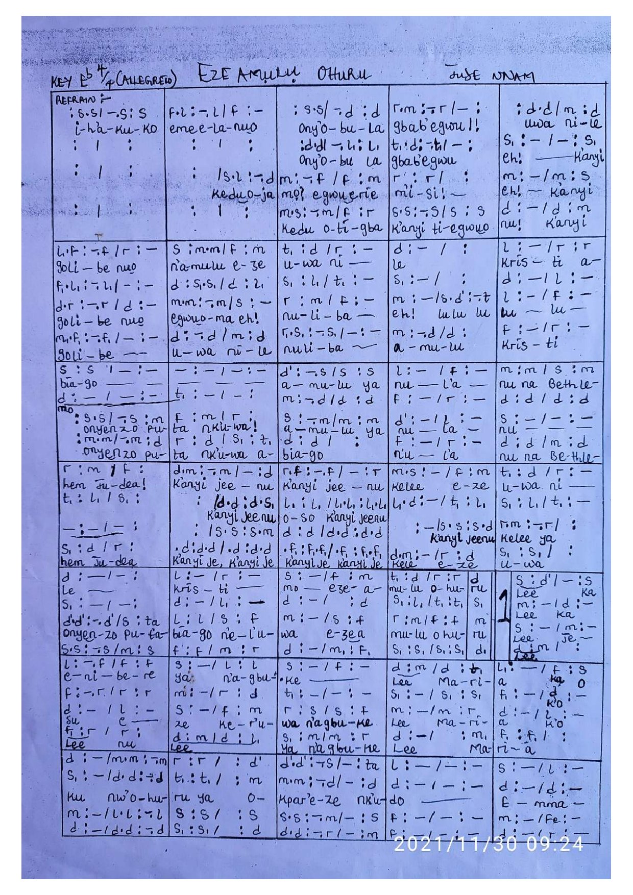 Eze Amuru Ofuru Asyc - Download Choir Script PDF