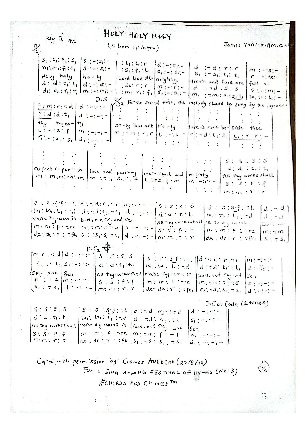 Holy Holy Holy[james Varrick] - Download Choir Script PDF