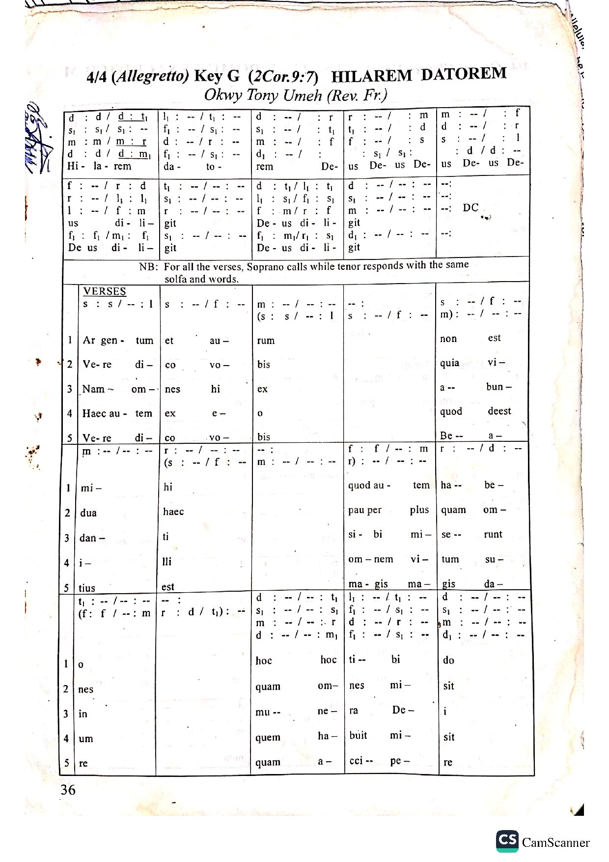 Hilarem Datorem (okwy T Umeh) - Download Choir Script PDF