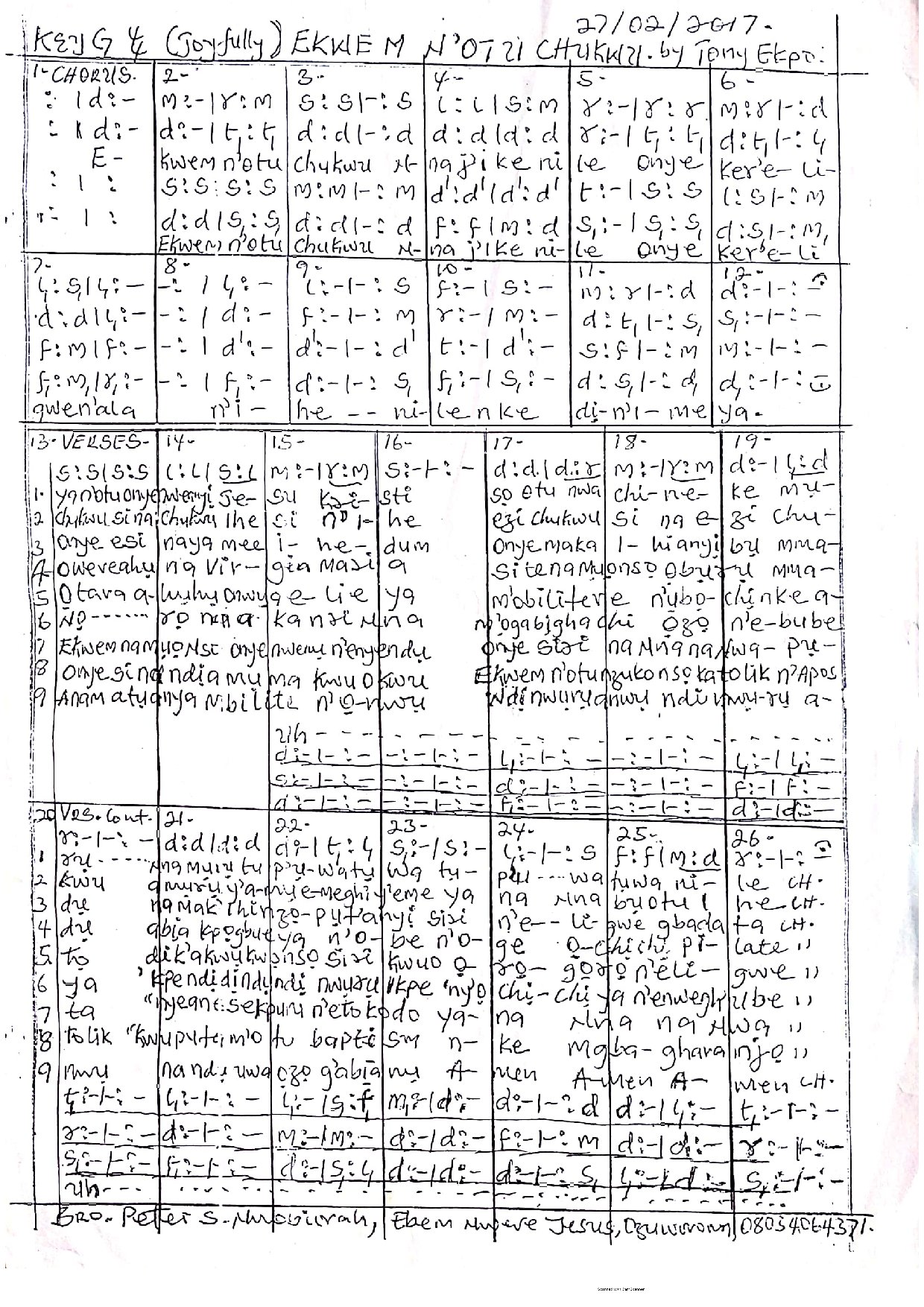 Ekwe M N'otu Chukwu (behold Among) - Download Choir Script PDF