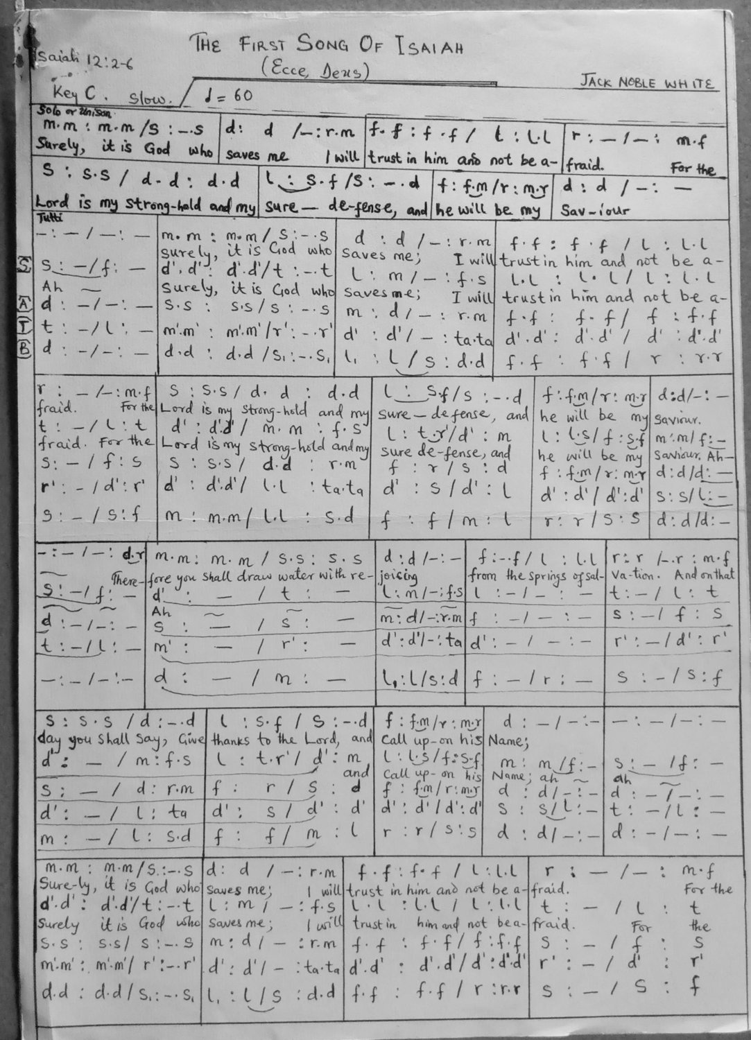 First Song Of Isaiah Solfa Scripted By Jce Maxey - Download Choir Script PDF