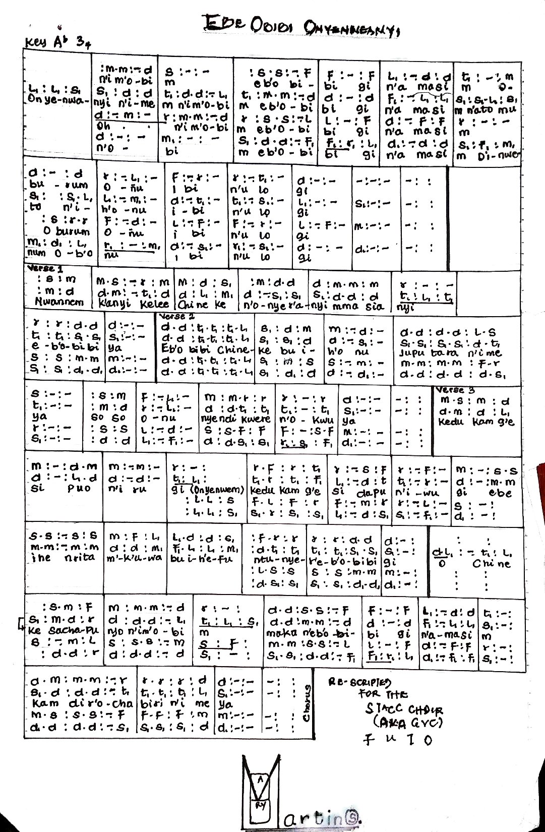 Ebe Obibi Onyenweanyi By Fr Steve Chilaka - Download Choir Script PDF