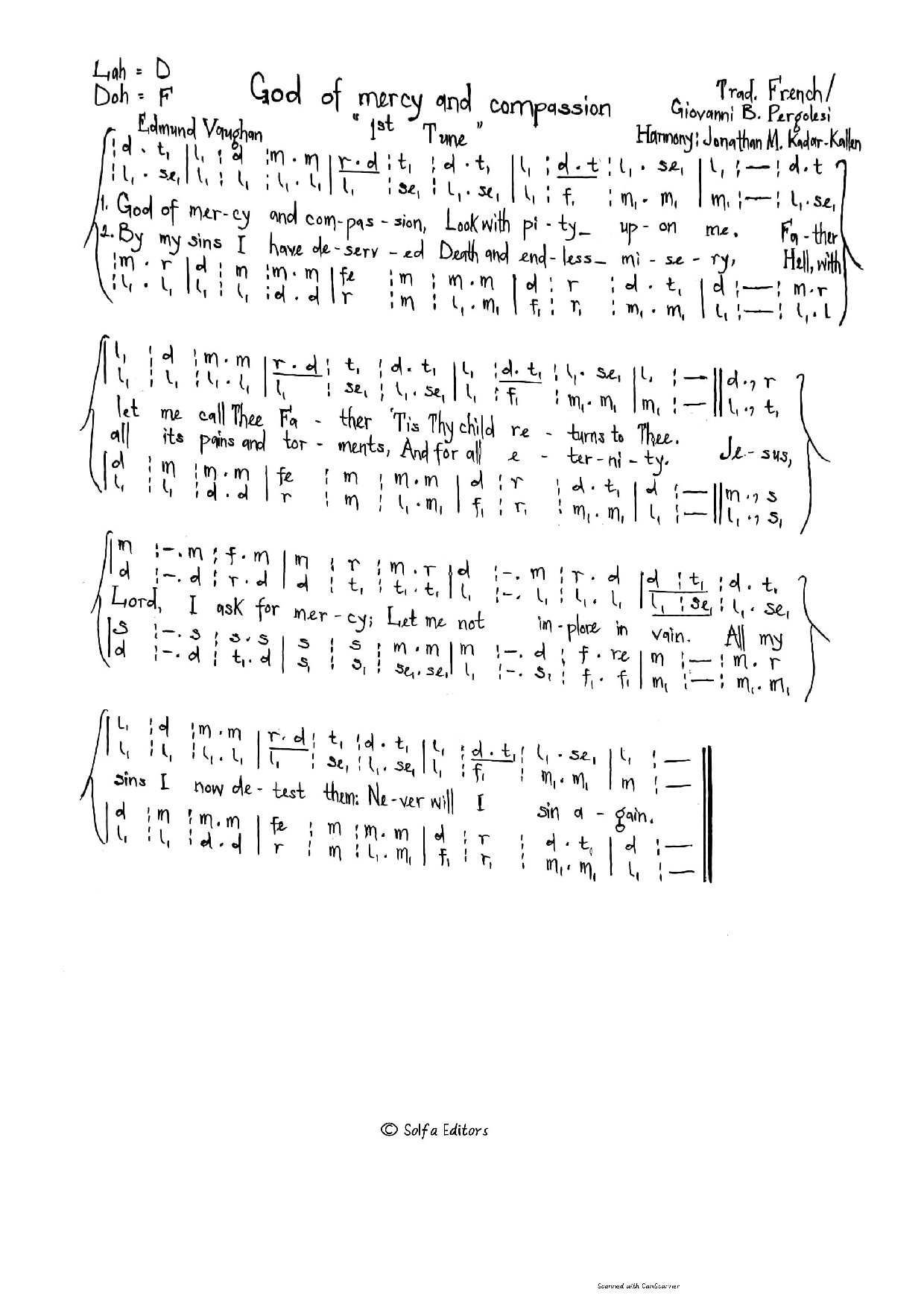 God Of Mercy And Compassion - Two Tunes - Download Choir Script PDF