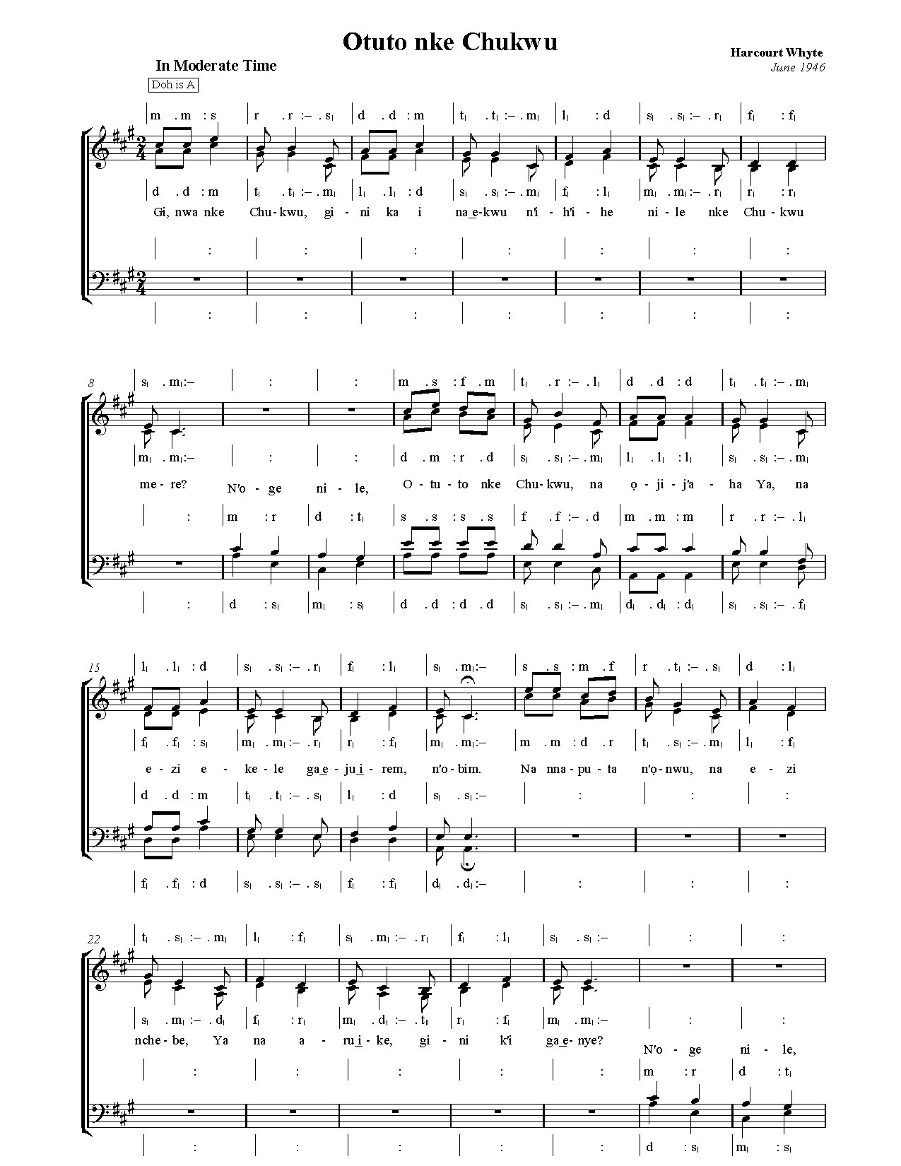 Harcourt Otuto Nke Chukwu - Download Choir Script PDF