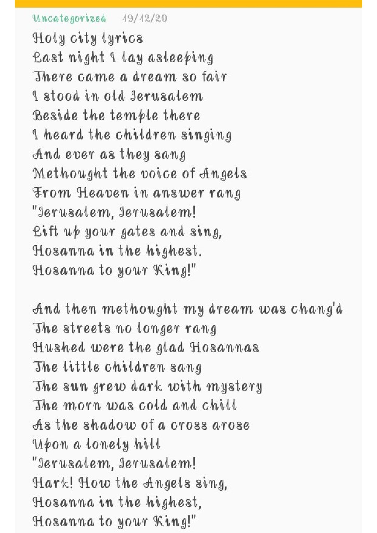 Holy City (lyrics) - Download Choir Script PDF