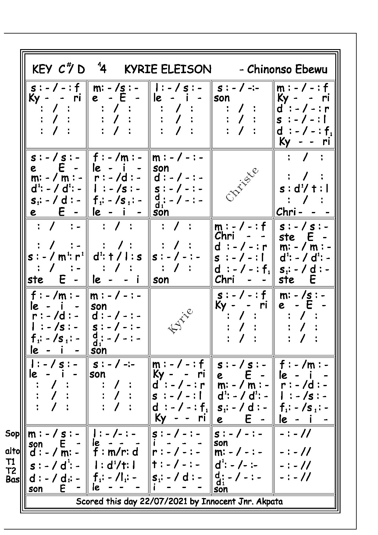 Kyrie Eleison - (chinonso Ebewu) - Download Choir Script PDF