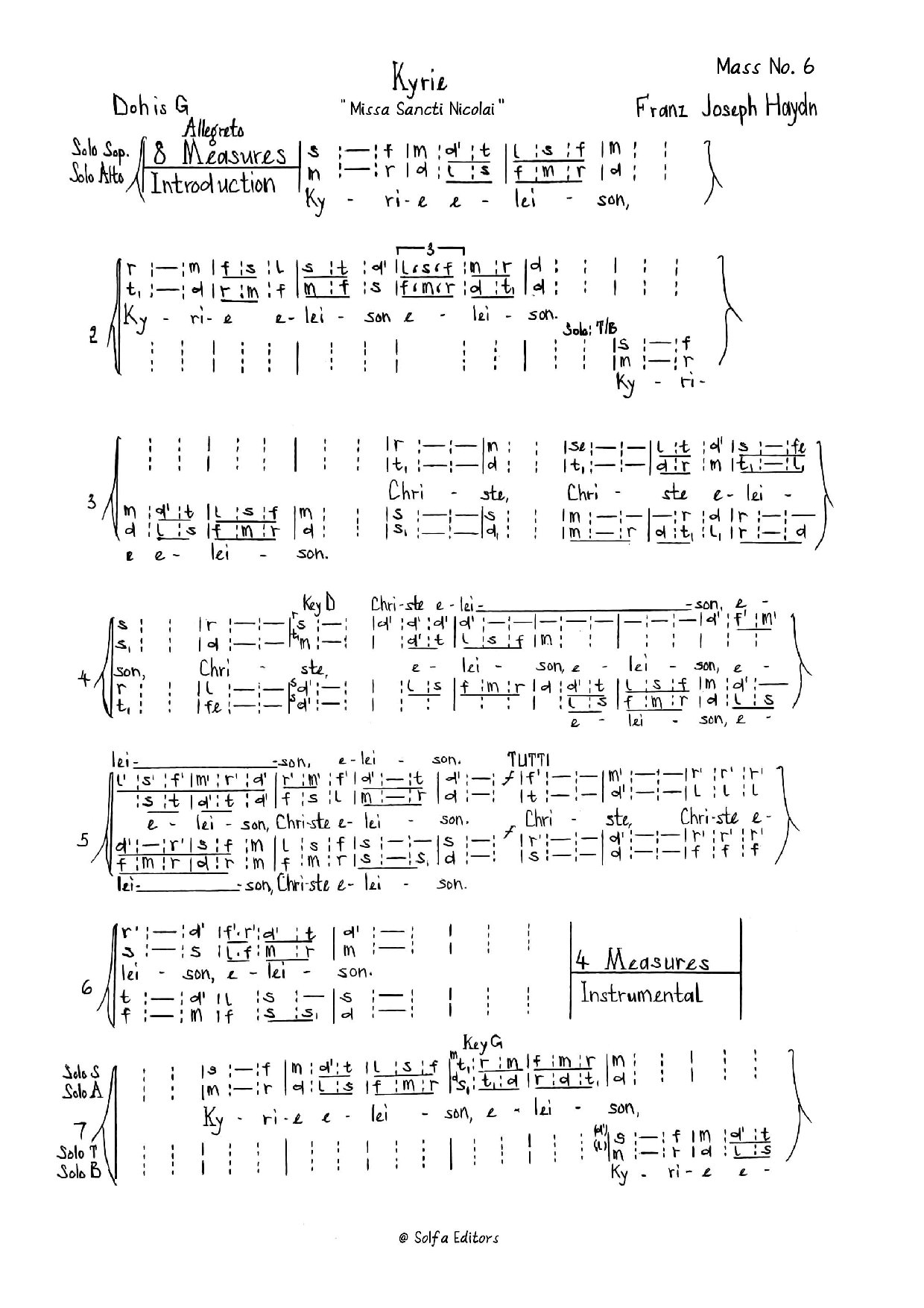 Kyrie - Haydn No. 6 - Download Choir Script PDF