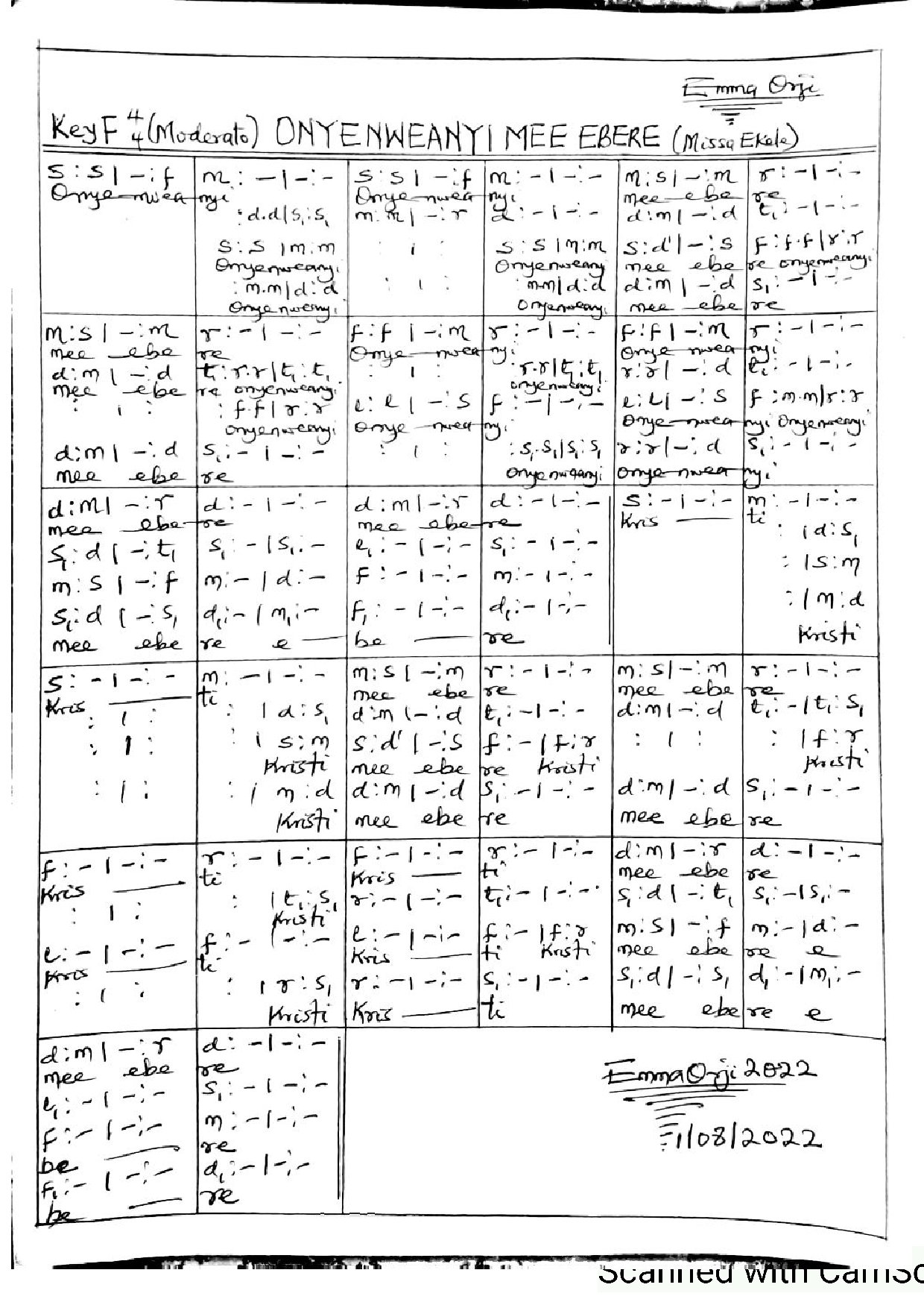 Igbo Commons(missa Ekele) By Emma Orji - Download Choir Script PDF