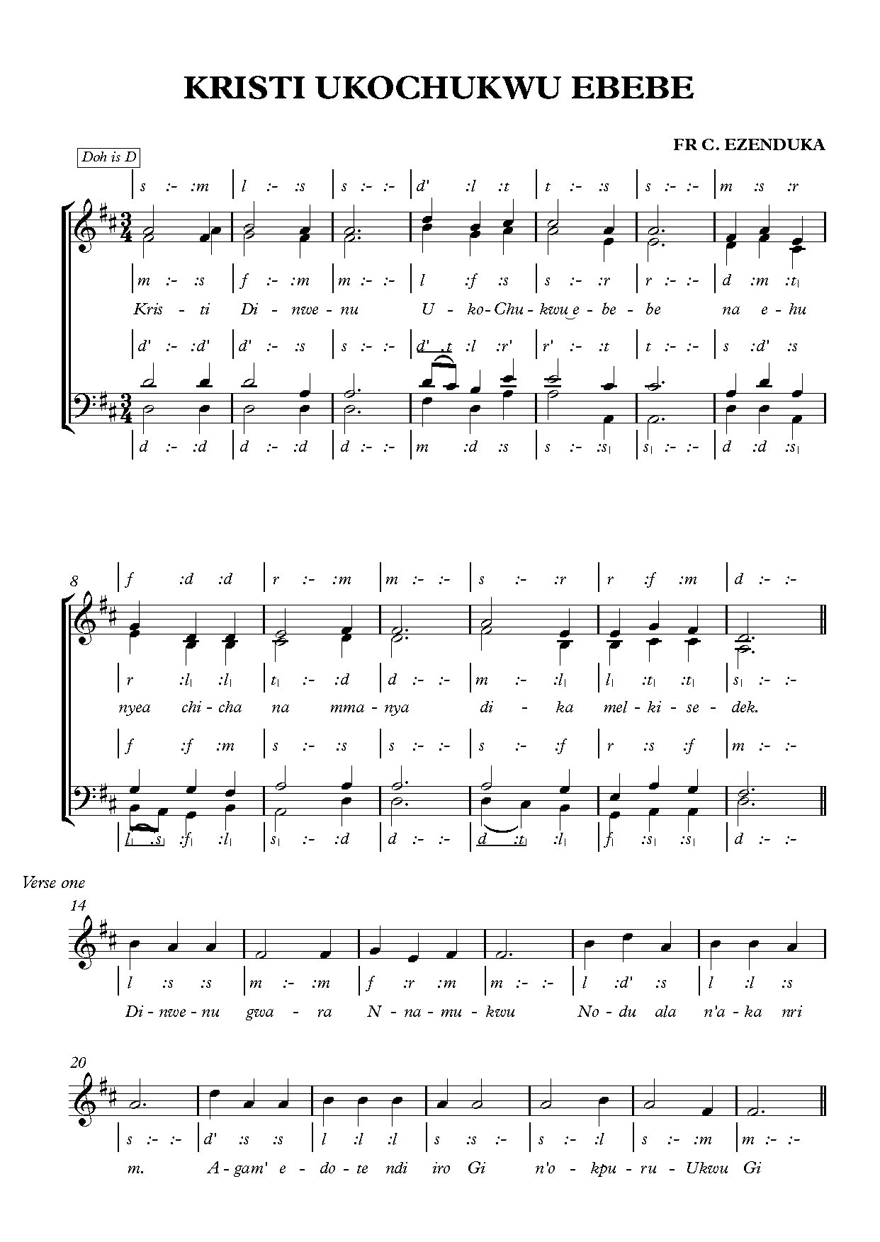 Kristi Ukochukwu Ebebe - Full Score - Download Choir Script PDF