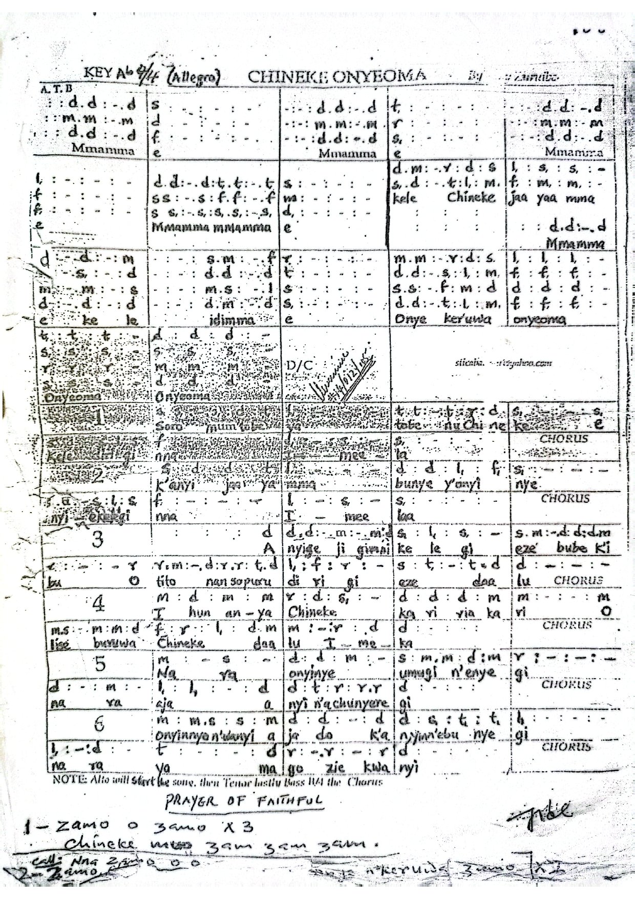 Kele Chineke Jaa Yaa Mma - Download Choir Script PDF