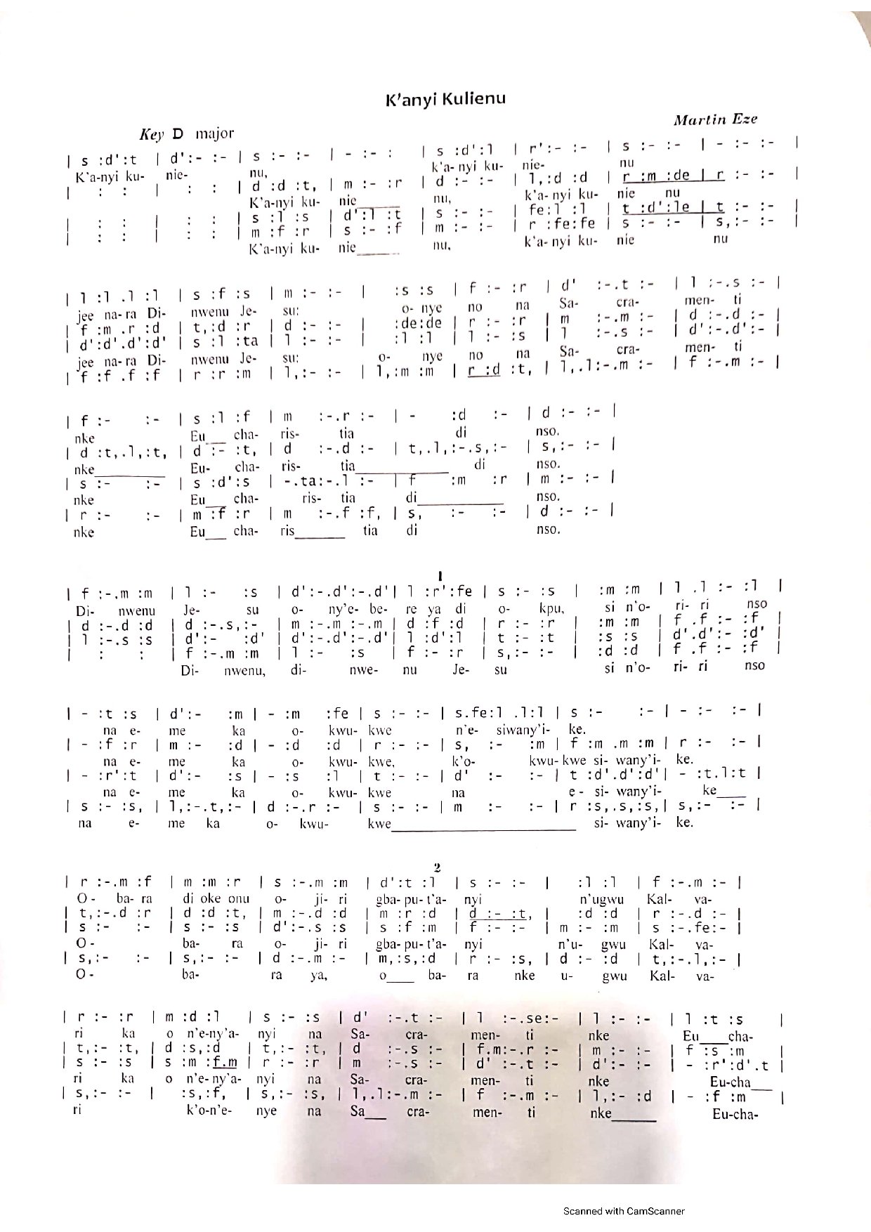 K'anyi Kulienu - Download Choir Script PDF