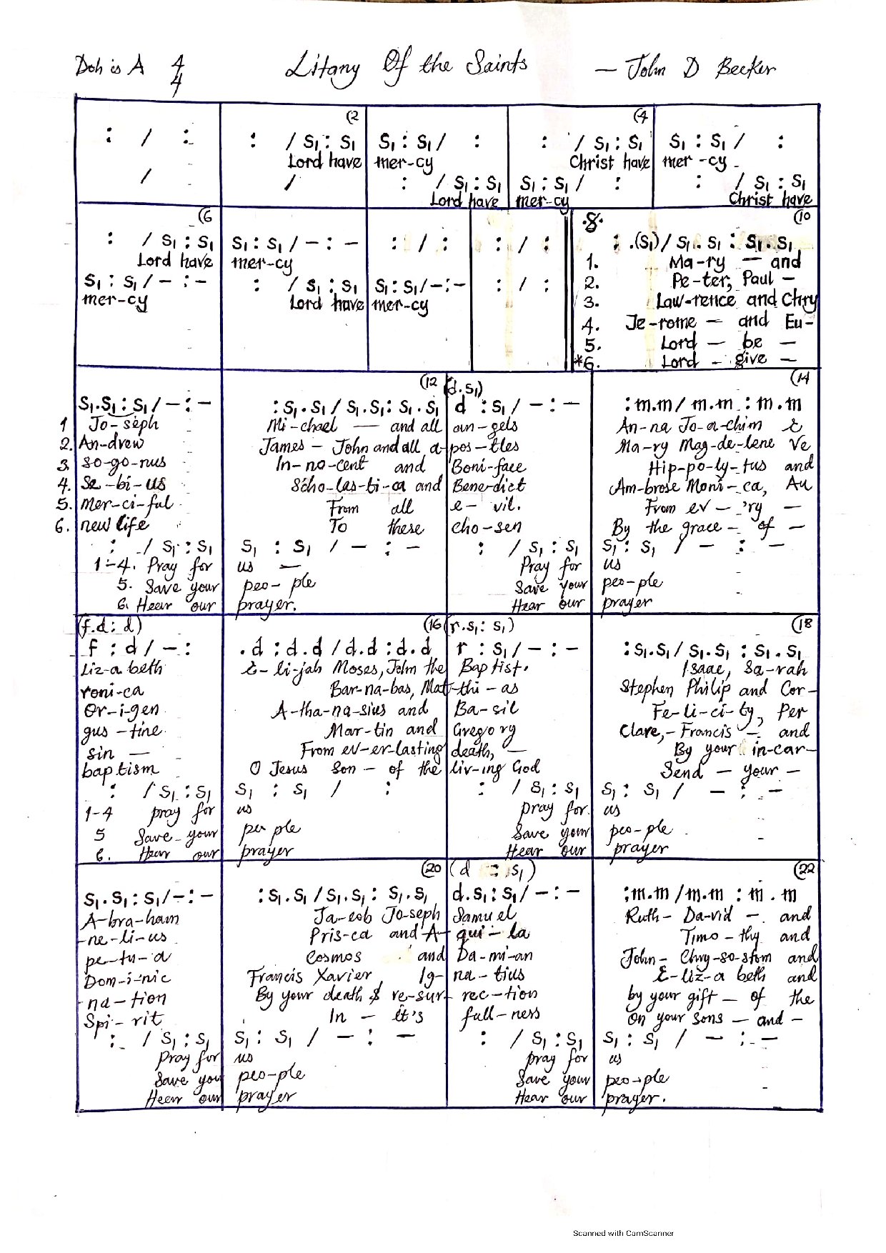 John Becker-litany Of The Saints. - Download Choir Script PDF