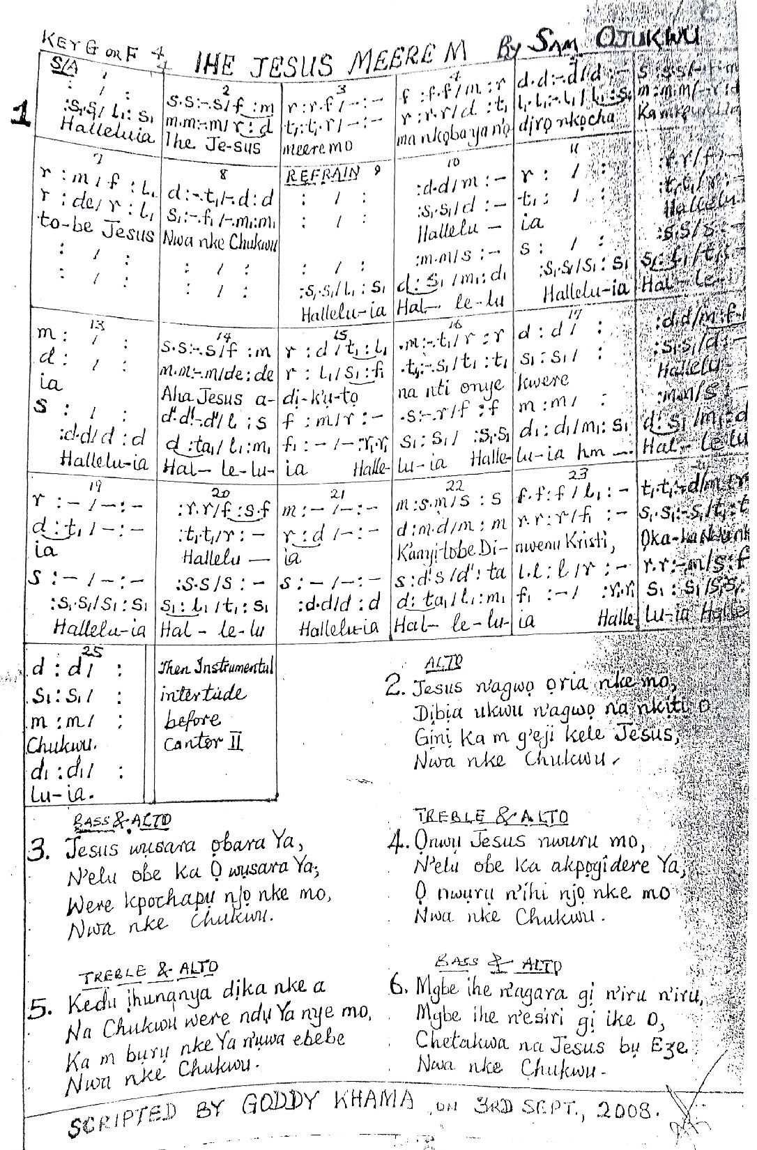Ihe Jizọs Meere M - Sam Ojukwu - Download Choir Script PDF