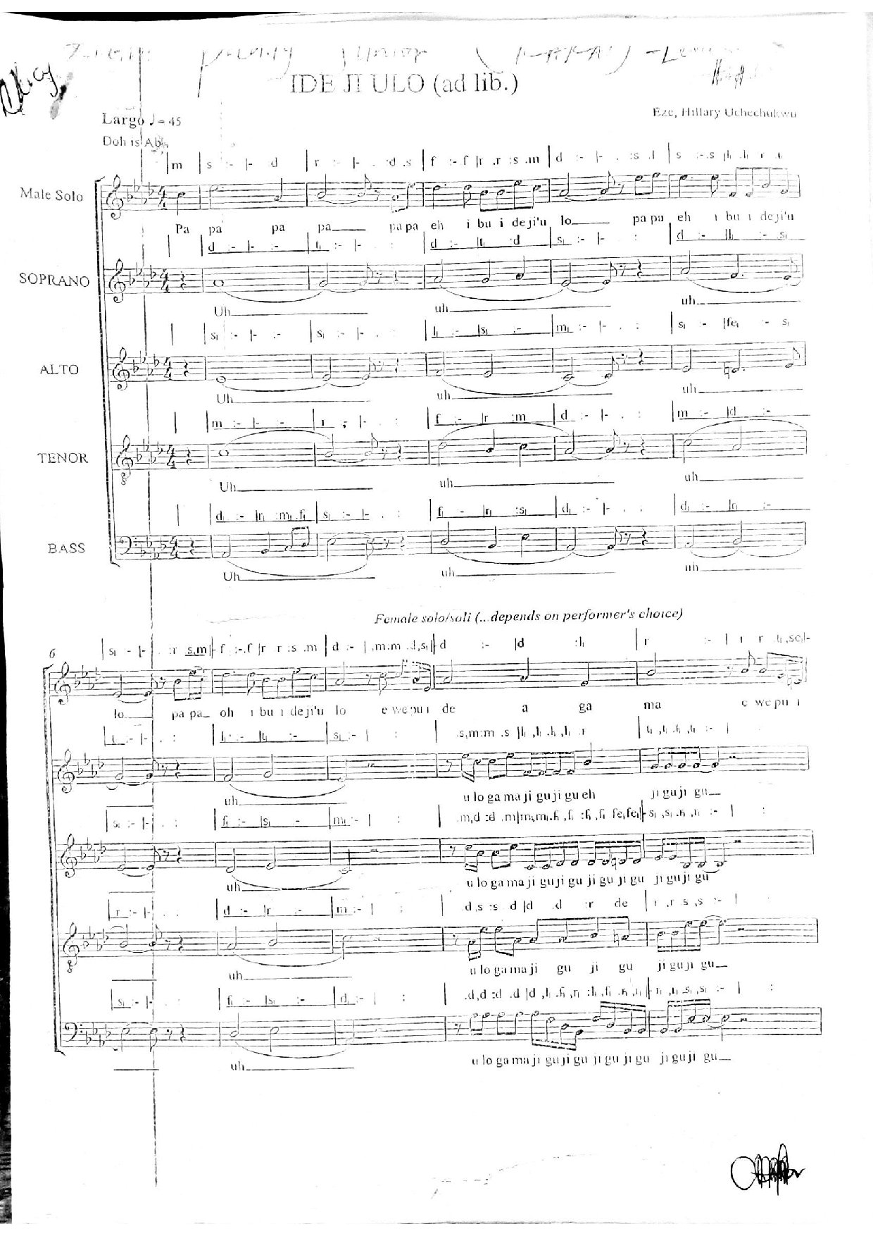 Ide Ji Ulo - Download Choir Script PDF