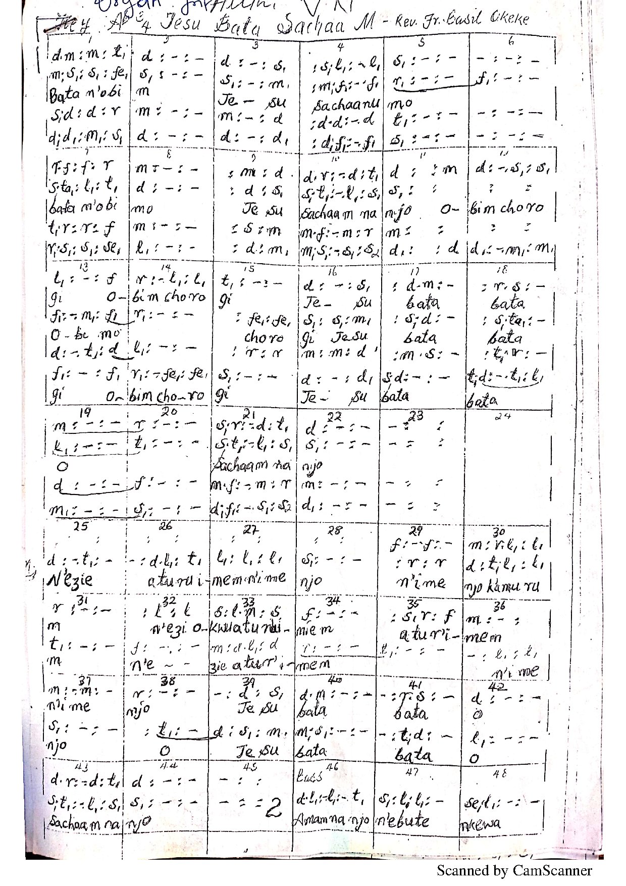 Jesu Bata Sachaa M - Download Choir Script PDF