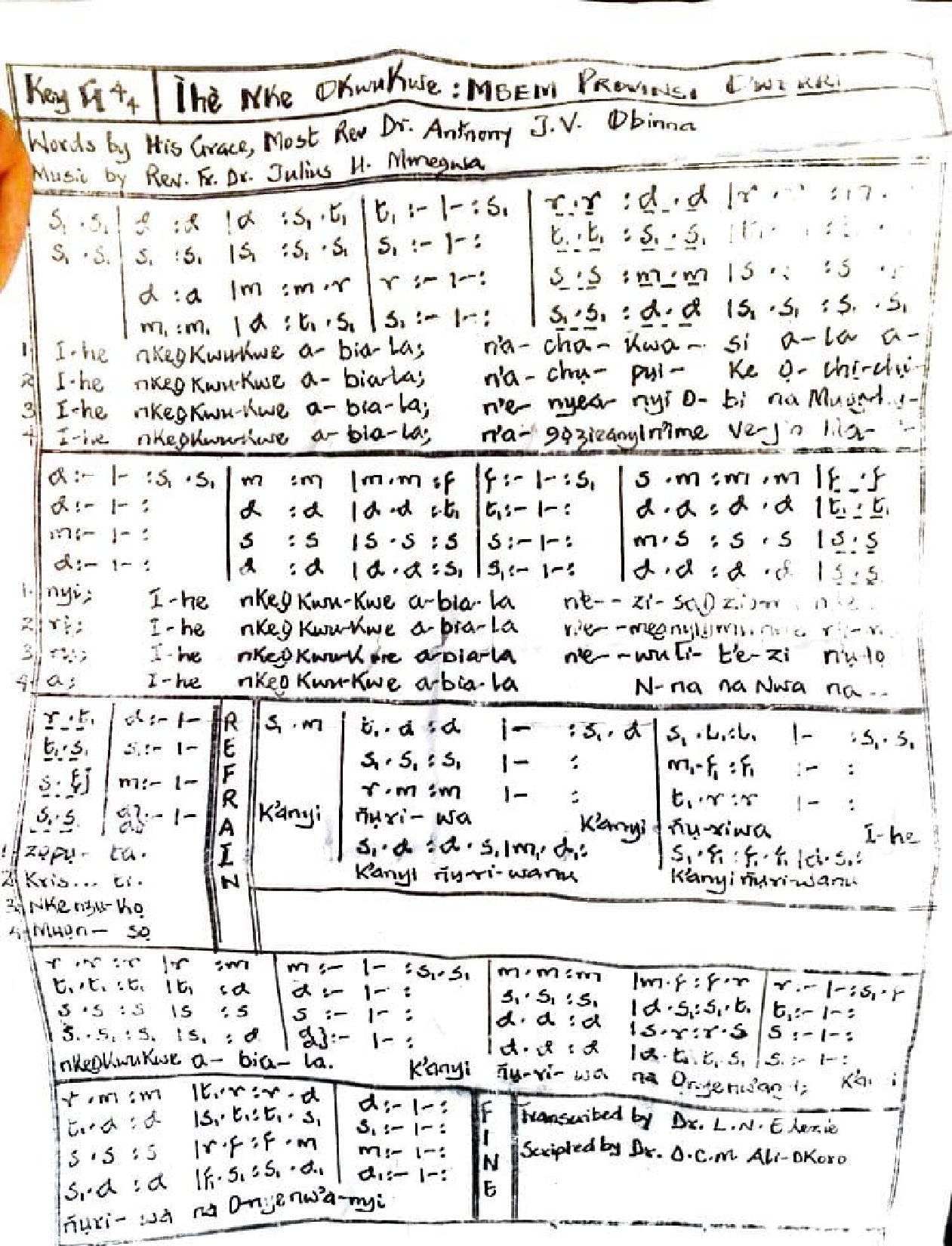 Ihe Nk'okwukwe Abịala... Fr Mmegwa - Download Choir Script PDF