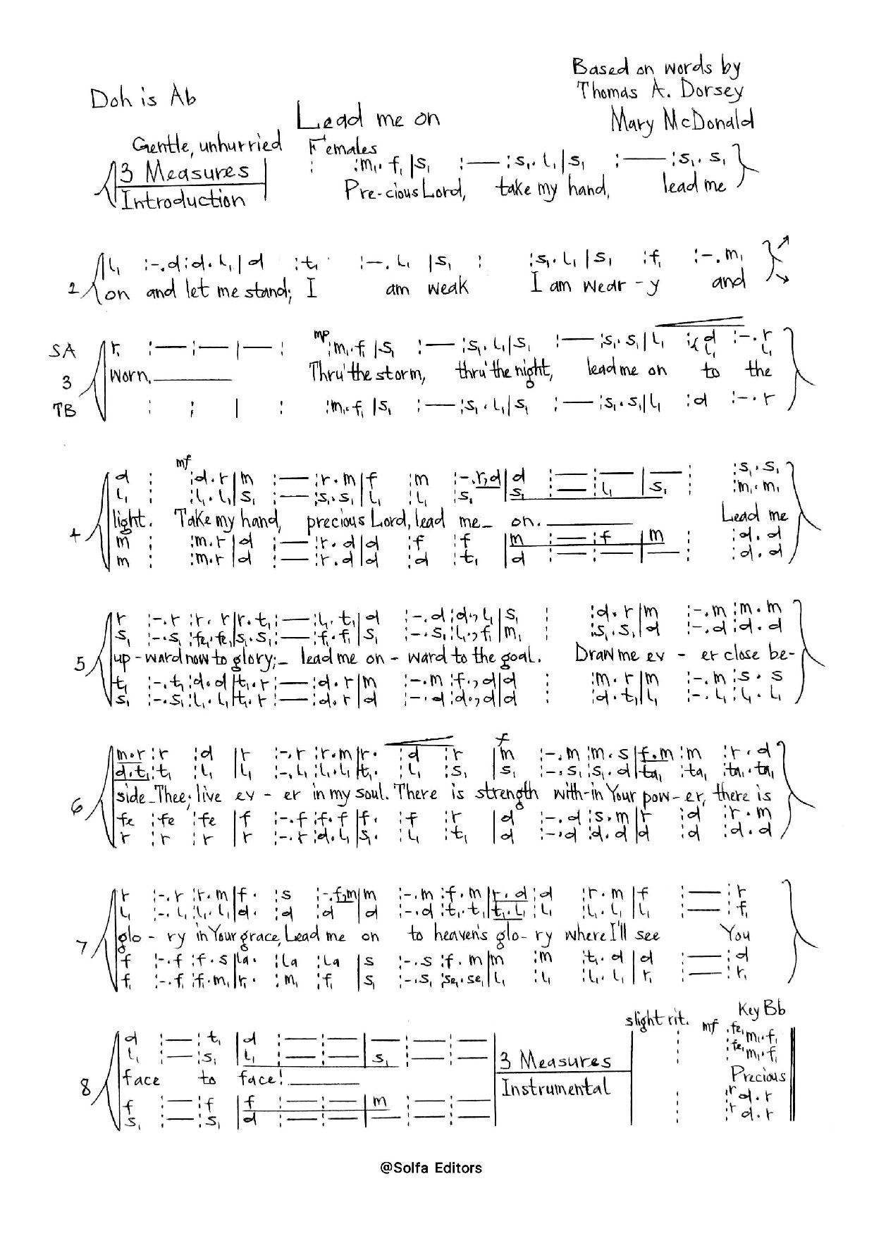 Lead Me On - Mcdonald - Download Choir Script PDF