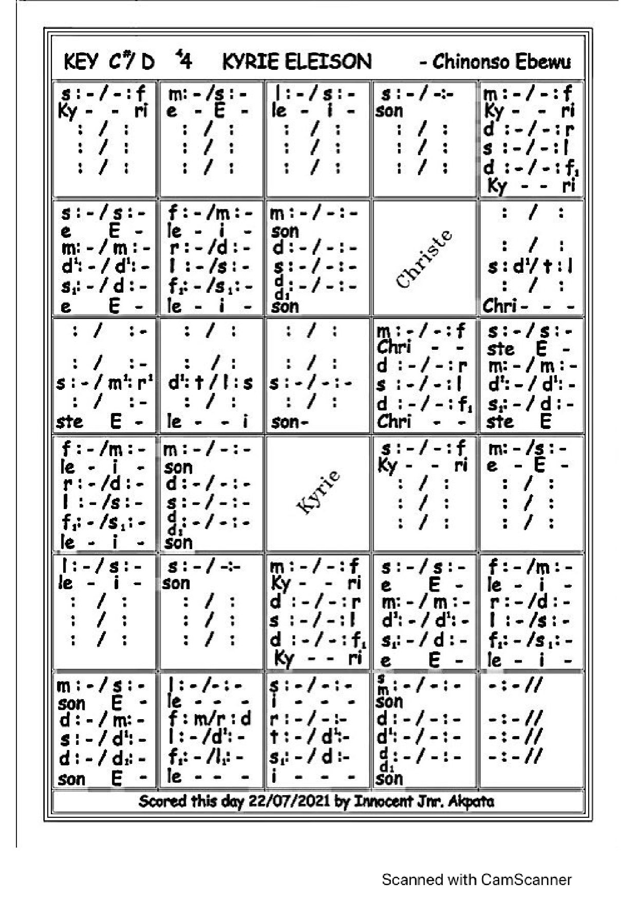 Kyrie Eleison By Chinonso Ebewu - Download Choir Script PDF