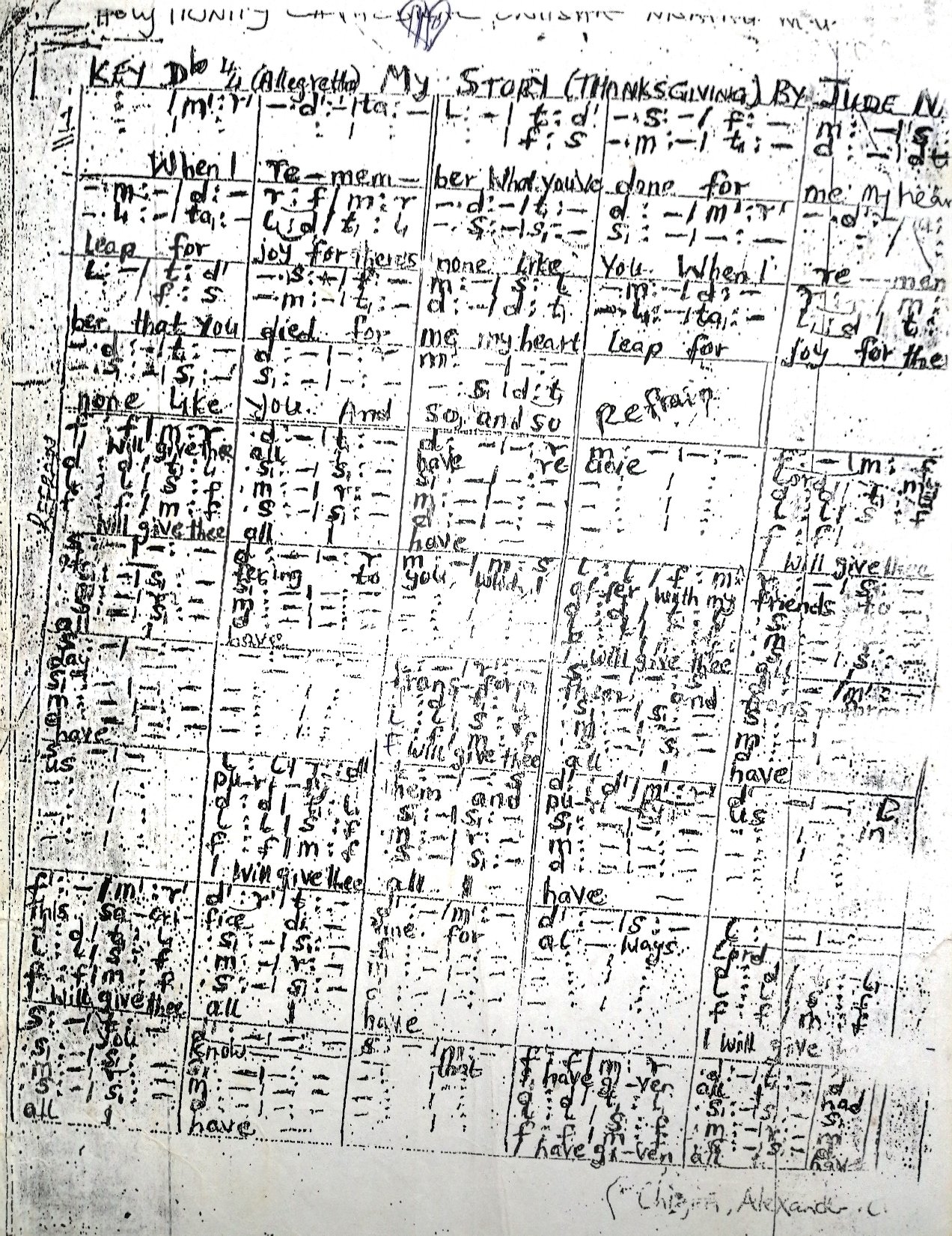 My Story Thanksgiving - Download Choir Script PDF