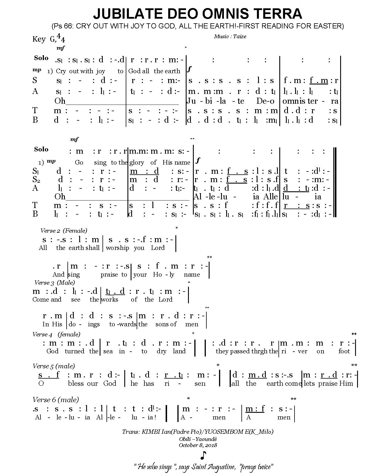 Jubilate Deo(easter) - Download Choir Script PDF