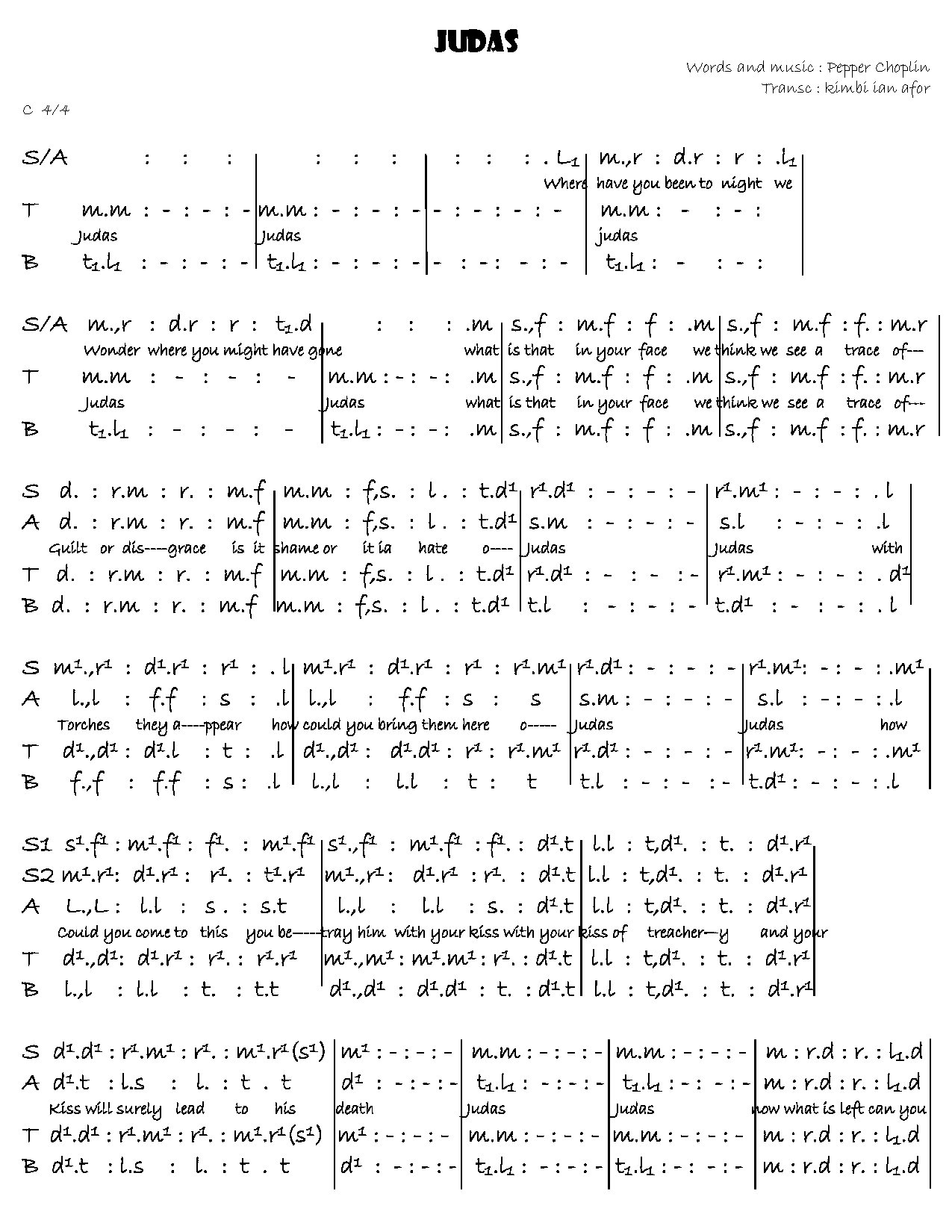 Judas - Download Choir Script PDF