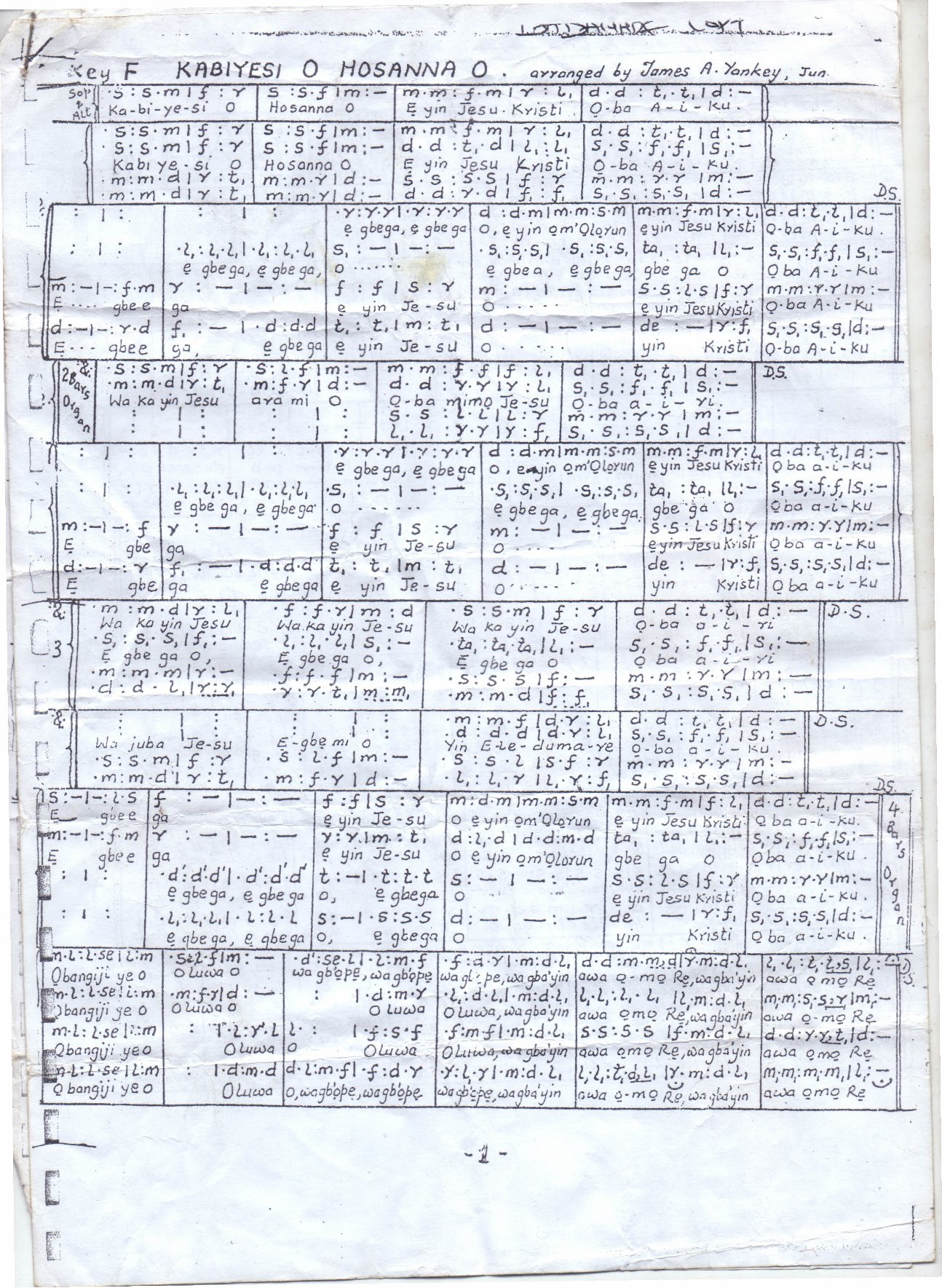 Kabiyesi Solfa - Download Choir Script PDF