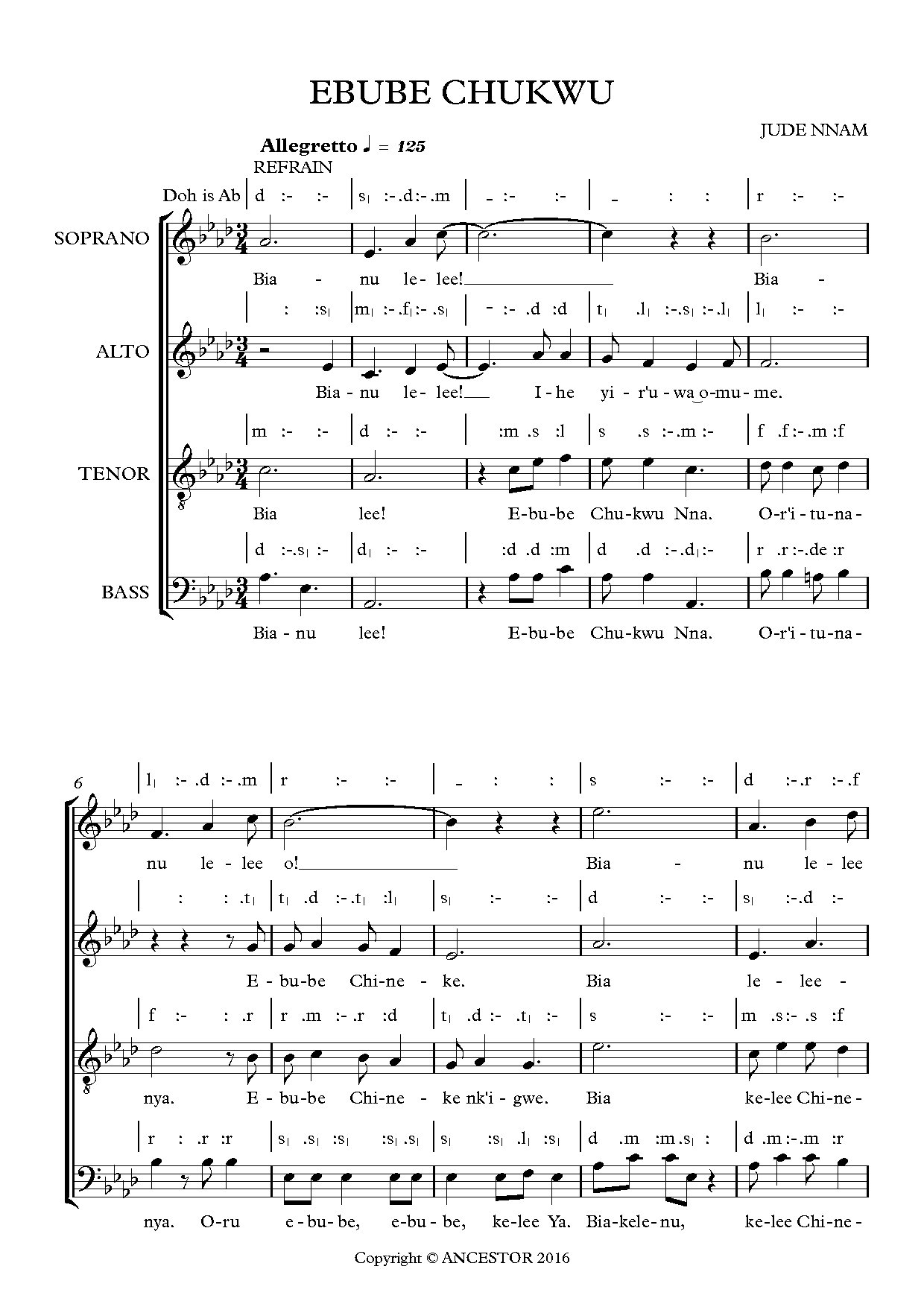 Ebube Chukwu (offertory) - Download Choir Script PDF