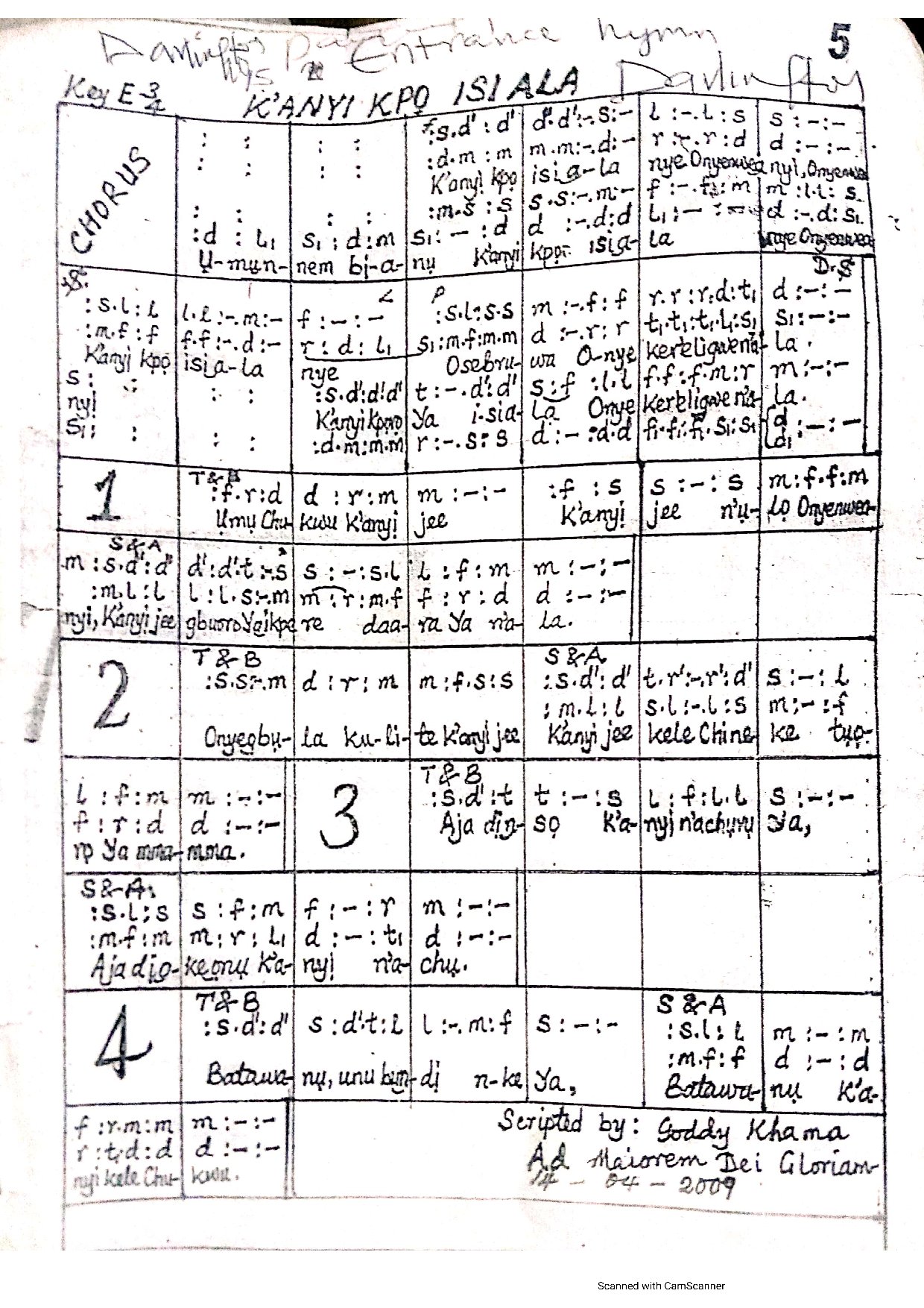 K'anyi Kpo Isi Ala - Umunnem - Download Choir Script PDF