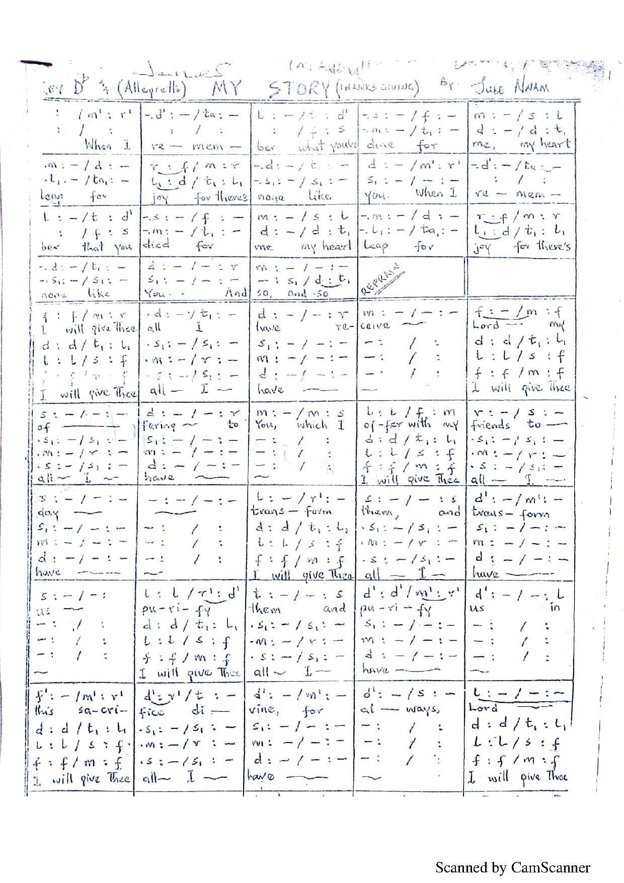 My Story ~ Jude Nnam - Download Choir Script PDF