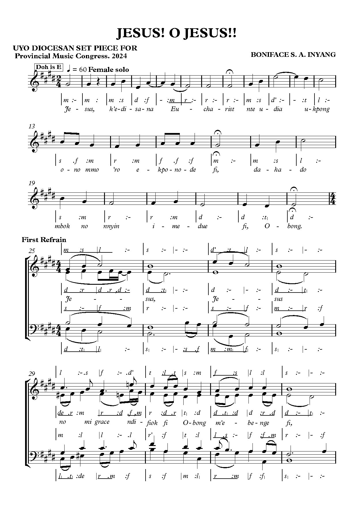 Jesus! O Jesus!! 2 - Boniface - Download Choir Script PDF