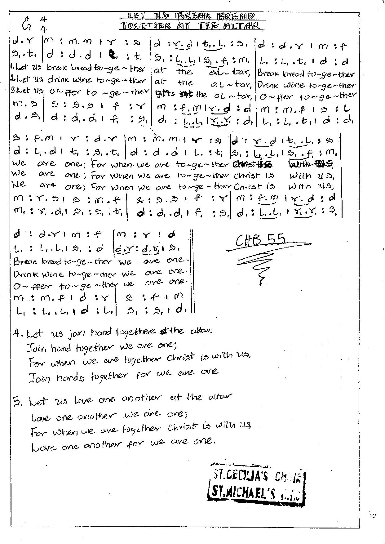 Let Us Break Bread Together At The Altar - Download Choir Script PDF