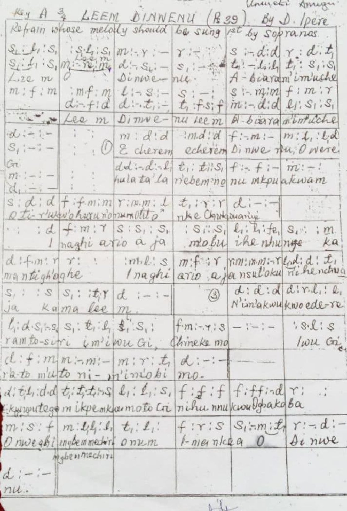 Lee M Dinwenu (ps.39) By Dorothy Ipere - Download Choir Script PDF