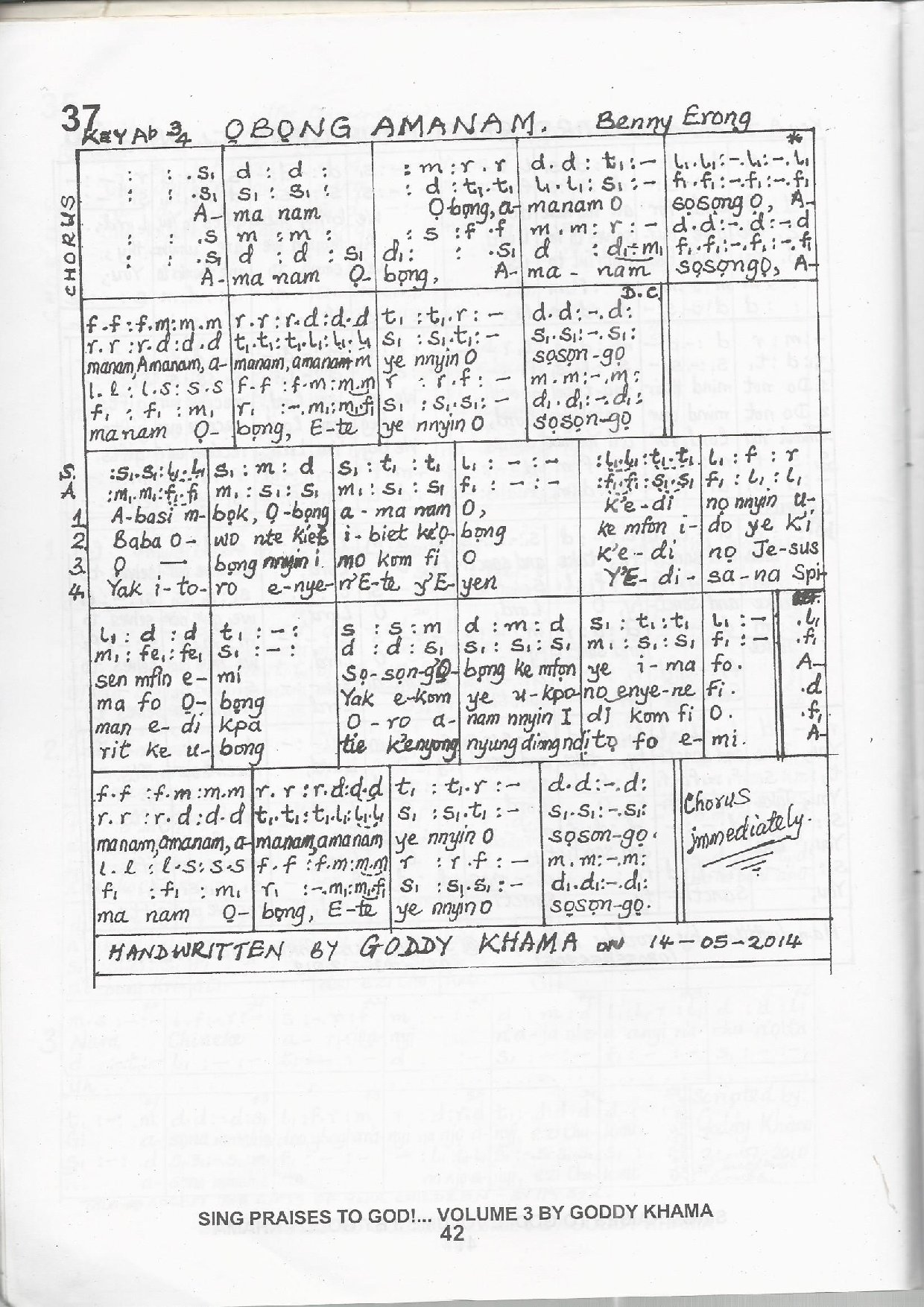 Obong-amanam - Download Choir Script PDF