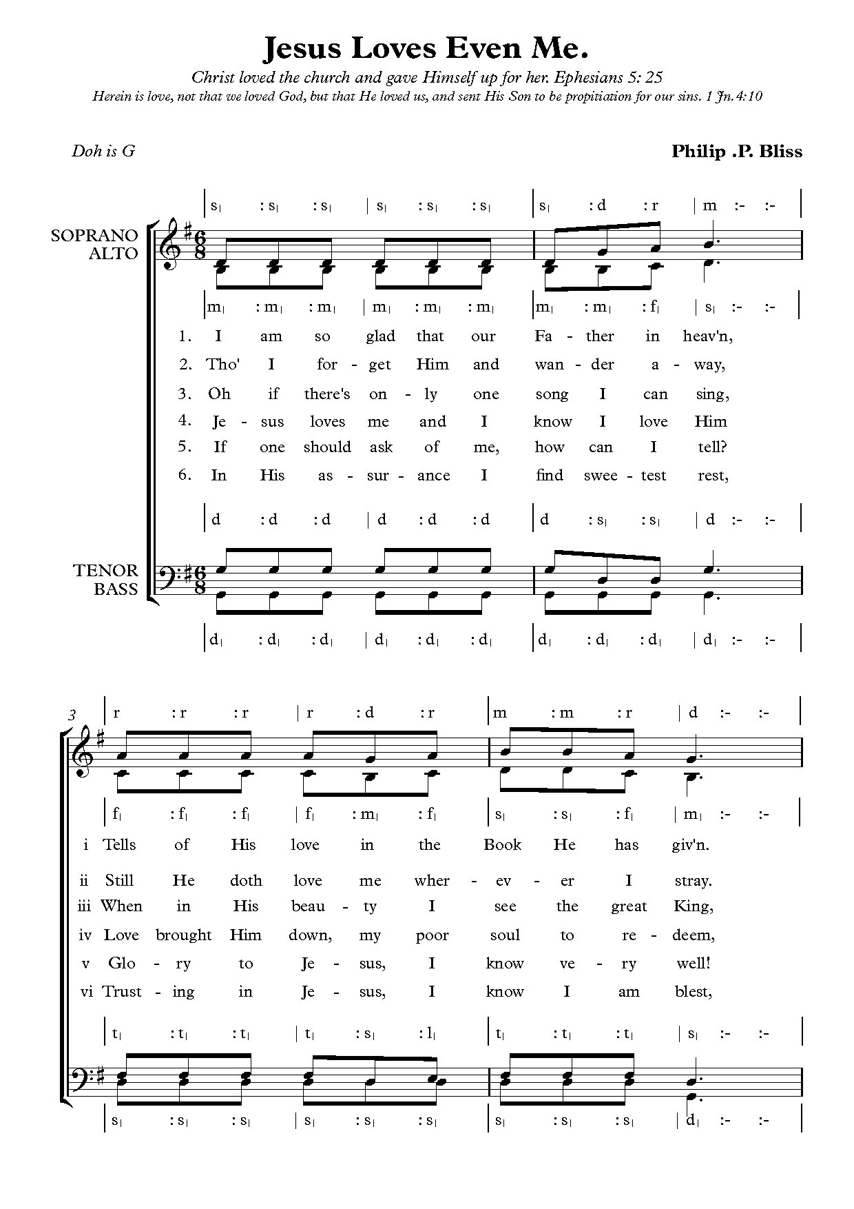 I Am So Glad Jesus Loves Me - Download Choir Script PDF