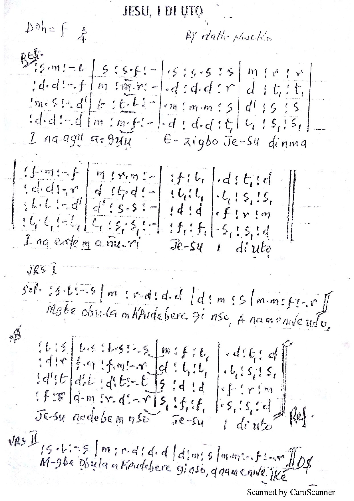 Jesu Idi Uto - Download Choir Script PDF