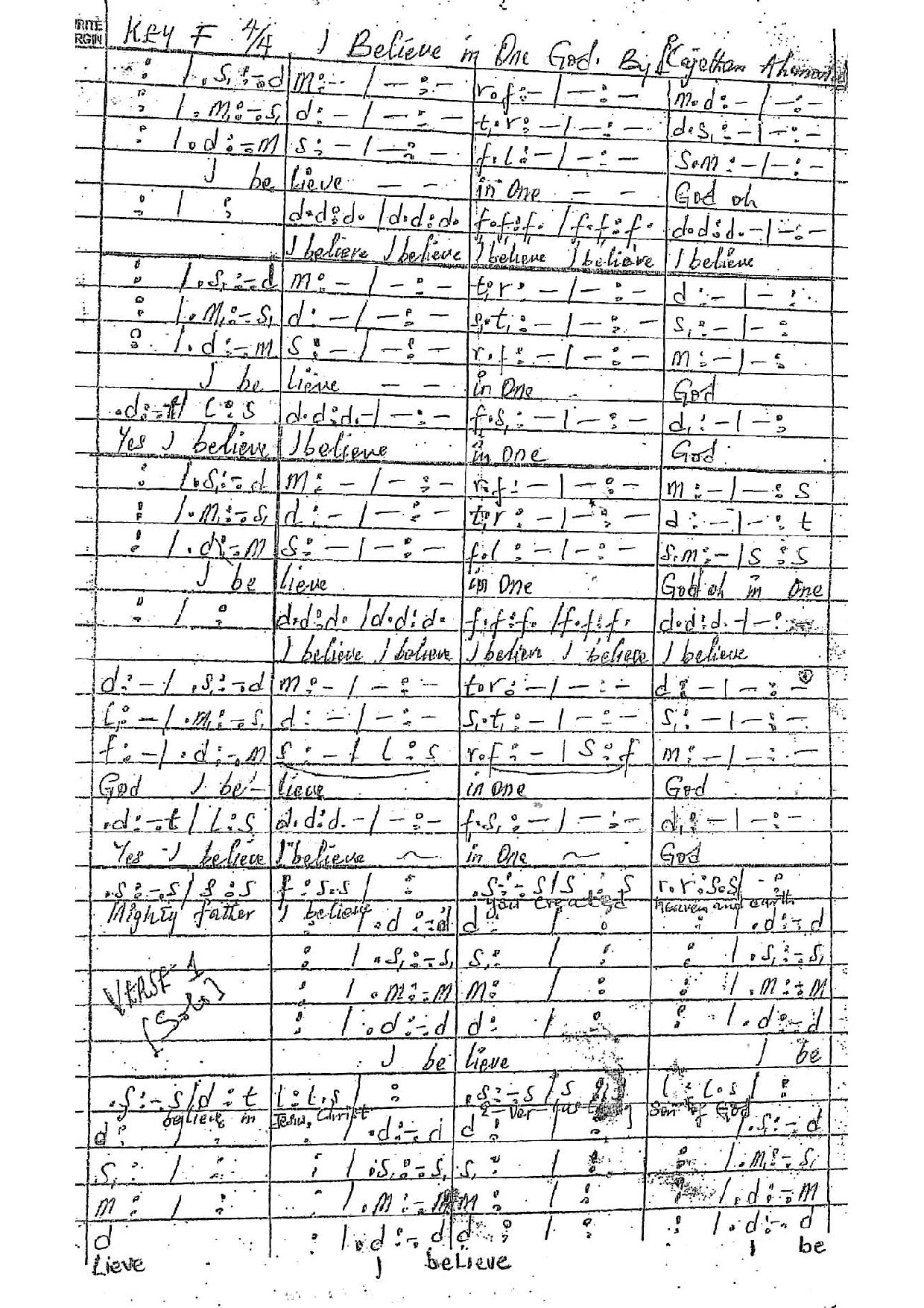 I Believe In God Reggae - Download Choir Script PDF