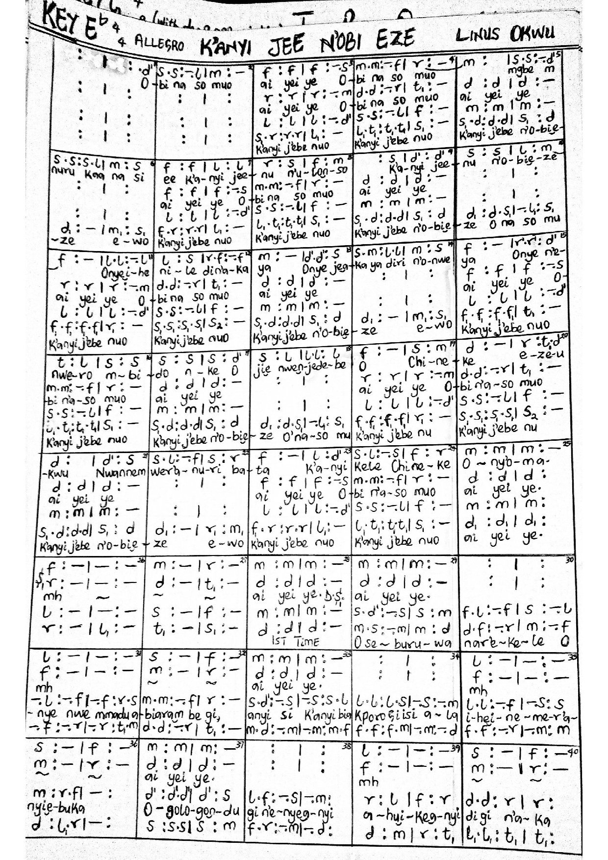 Ka Anyi Jee Na Obi Eze - Download Choir Script PDF