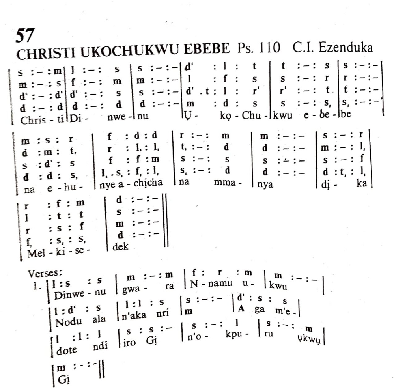 Kristi Ụkọchukwu Ebeebe Ps.110 By Fr. Cyril Ezenduka - Download Choir Script PDF