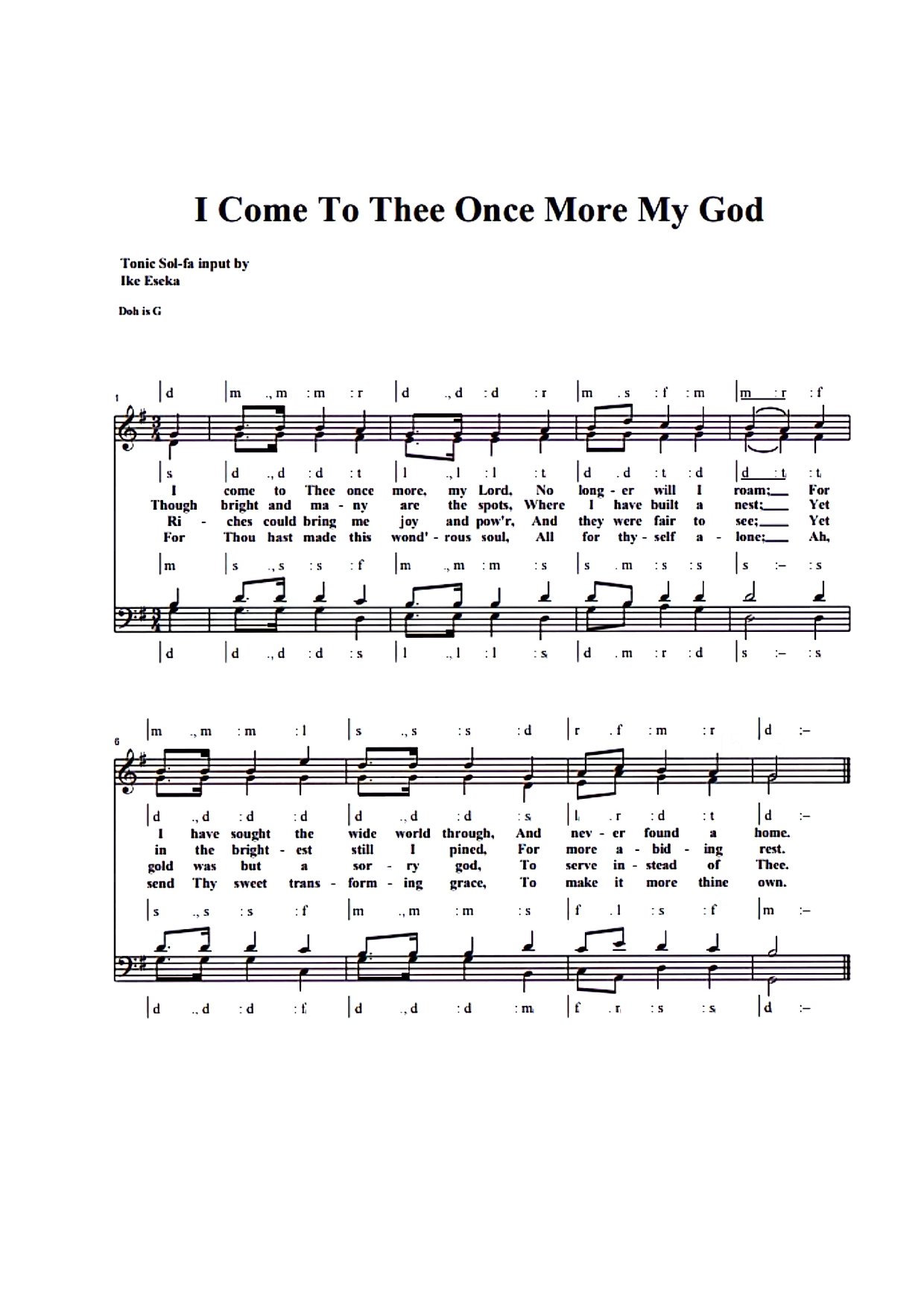 I Come To Thee Once More My God - Download Choir Script PDF