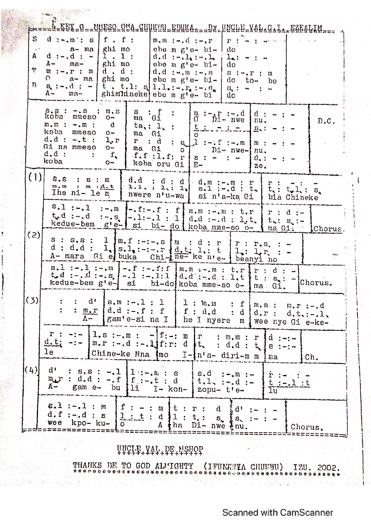 Mmeso Oma Chukwu Ebuka - Download Choir Script PDF