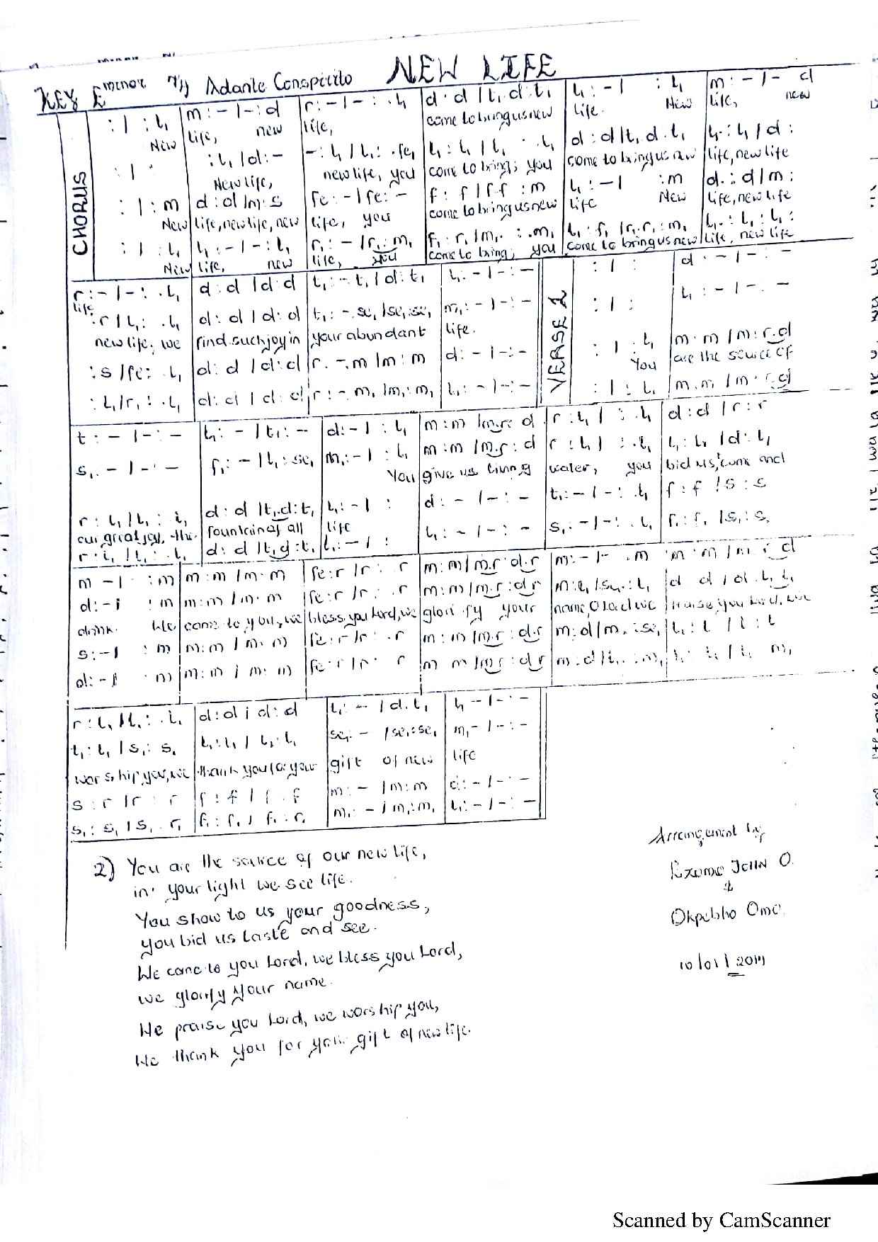 New Life - Download Choir Script PDF
