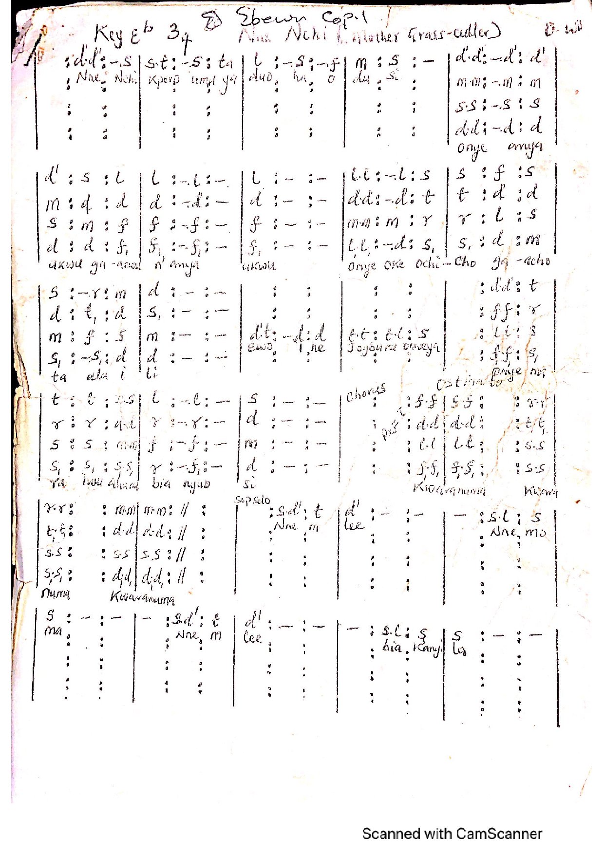 Nne Nchi (mother Grass Cutter) - Download Choir Script PDF