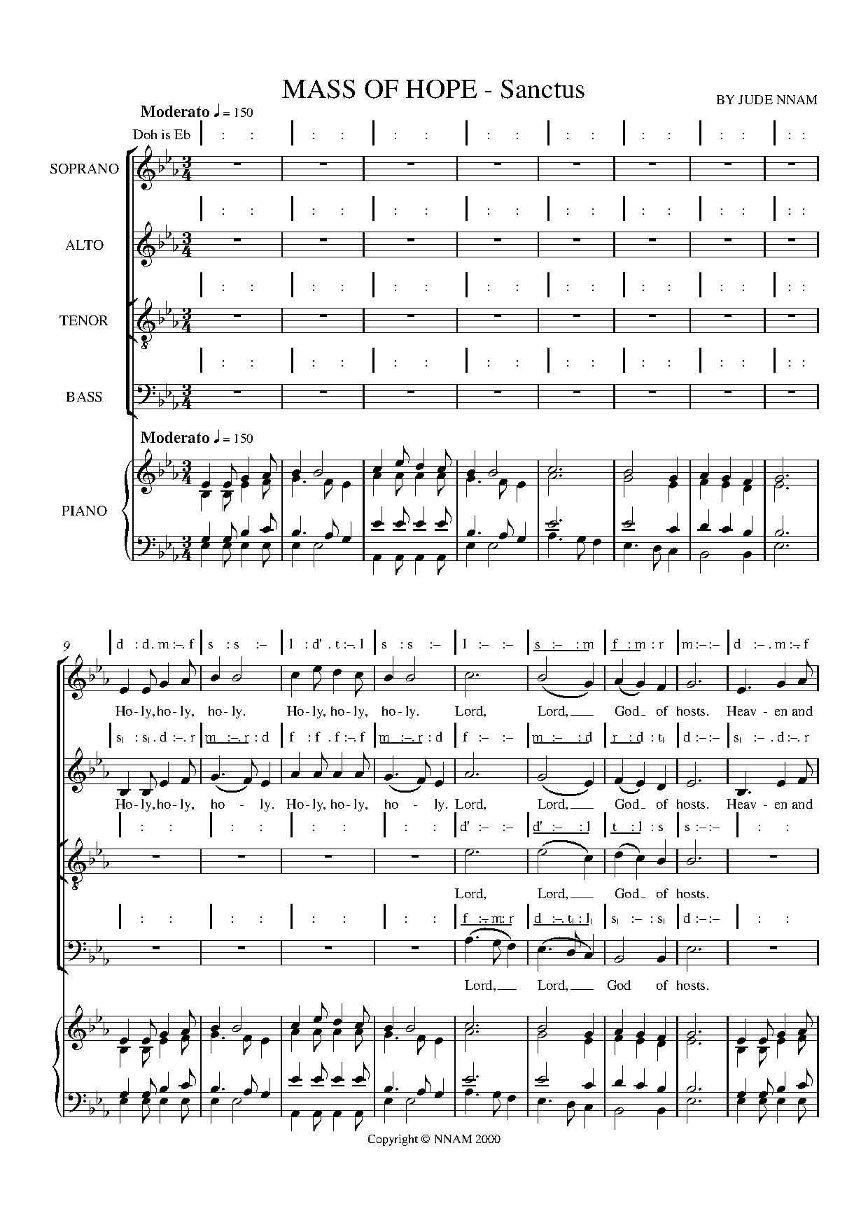 Mass Of Hope - Sanctus - Download Choir Script PDF