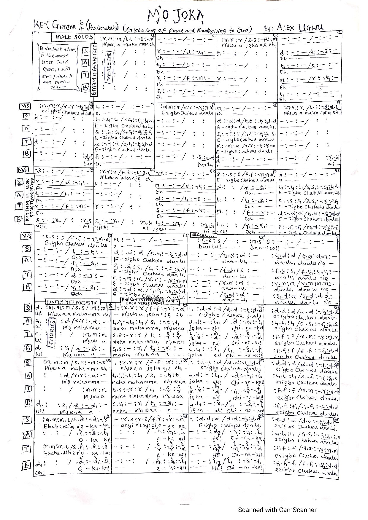 M'ọjọka - Alex Ugwu (ozige) - Download Choir Script PDF