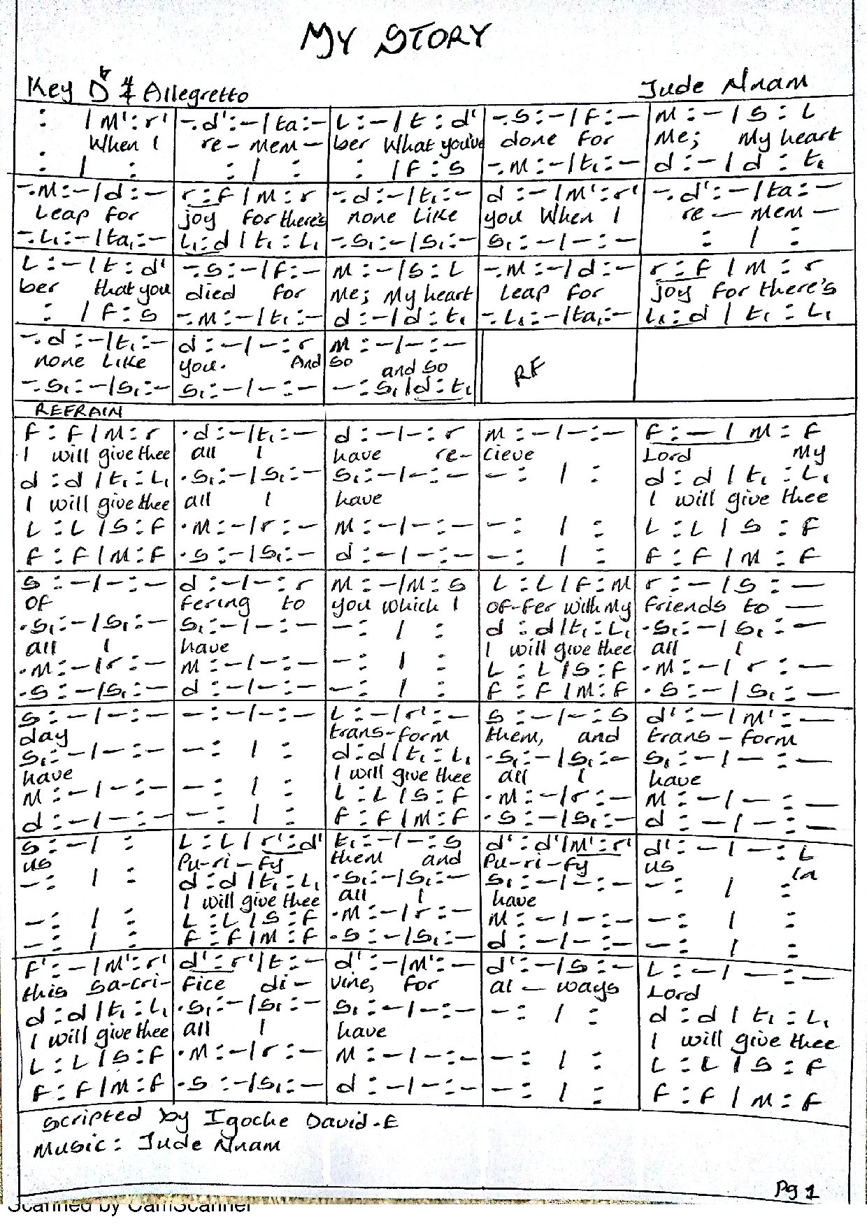 My Story - Download Choir Script PDF