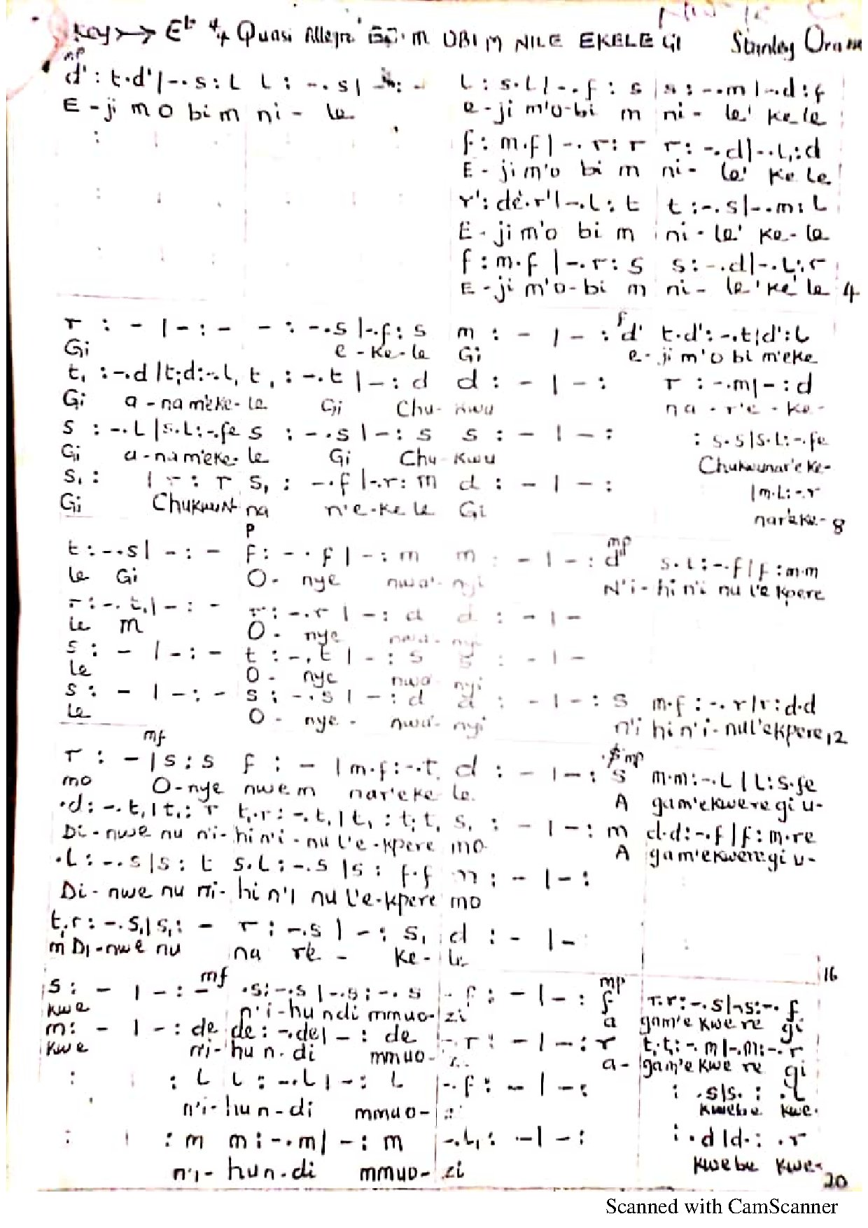 Ejim Obim Nile - Download Choir Script PDF
