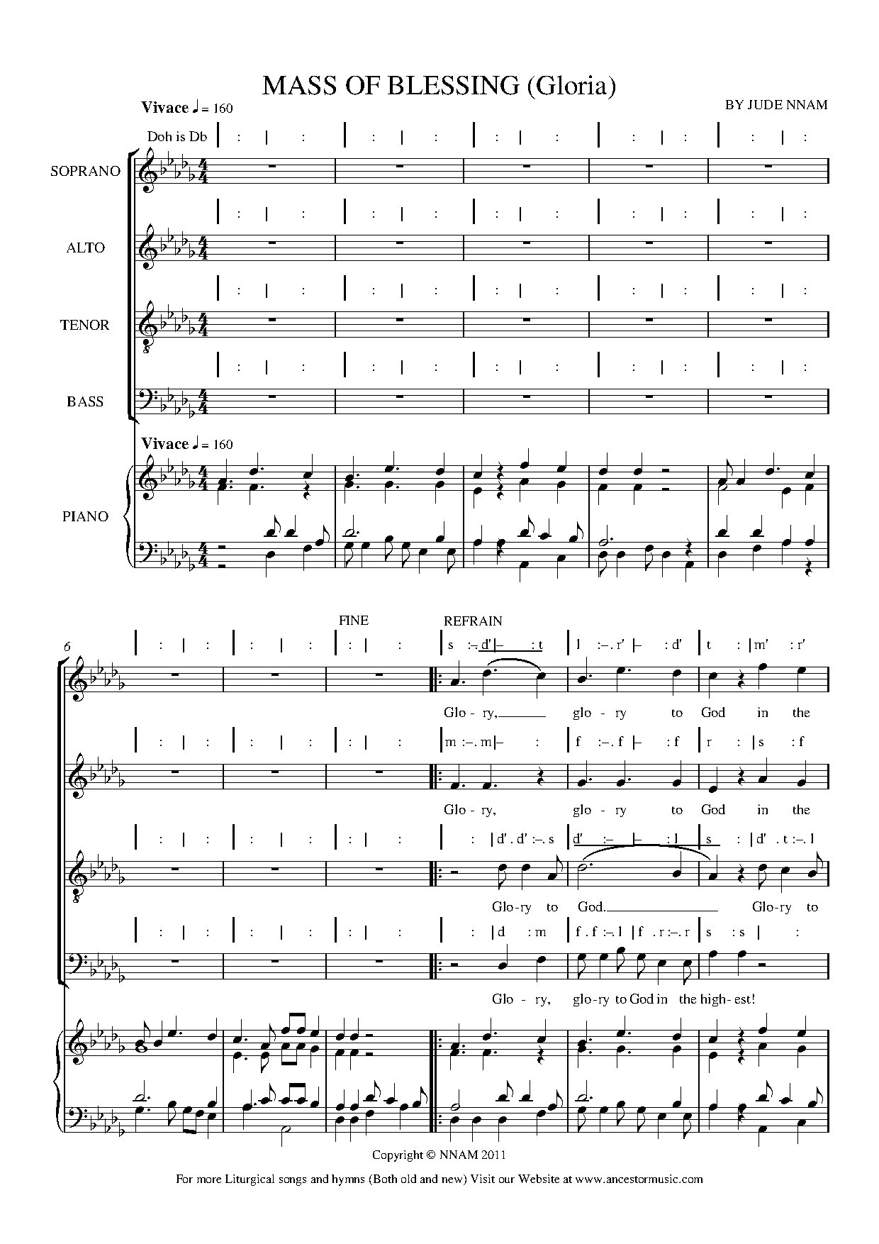 Mass Of Blessing - Gloria - Download Choir Script PDF