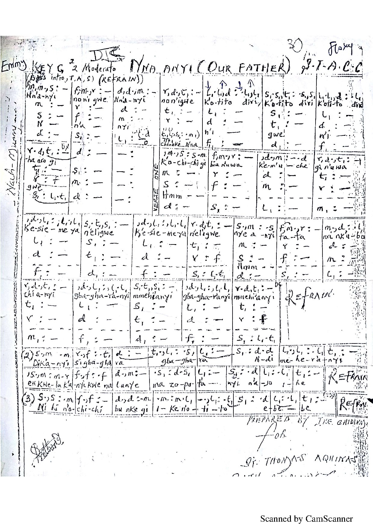 Nna Anyị Nọ N'igwe - Download Choir Script PDF